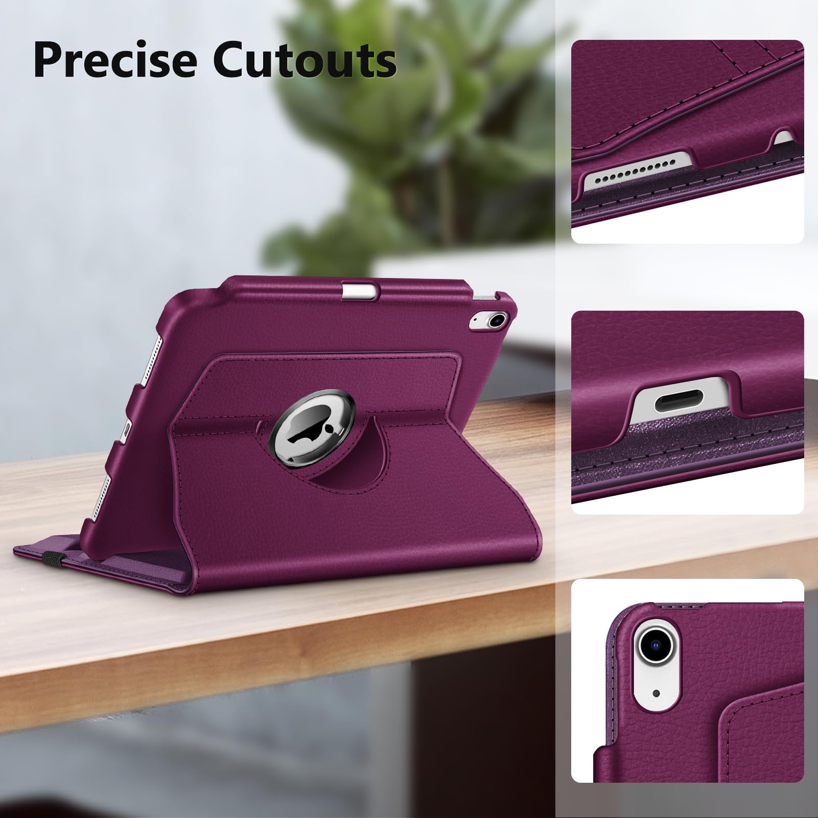 FINTIE Coque pour iPad (A16) 11ème Génération 11 Pouces 2025, iPad 10ème Génération 10.9 Pouces 2022 - [Rangement de Stylet] Housse Rotative à 360° Étui Veille/Réveil Auto, Pourpre