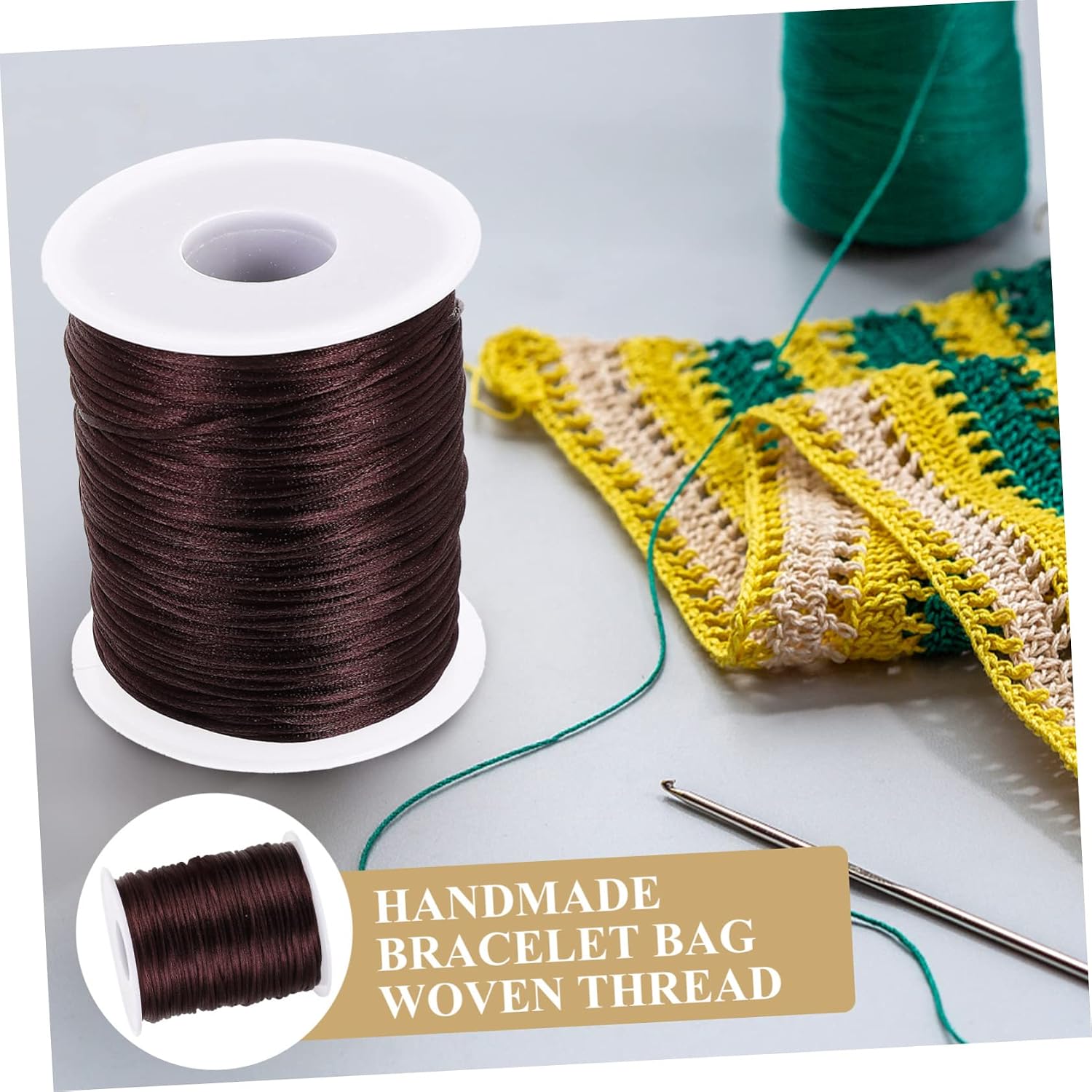 Housoutil 2Rolls Crochet Thread for Bracelet Making Crafts Each Soft Breathable Knitting Thread for Phone Bags Coasters Car Cushions DIY Projects Colors