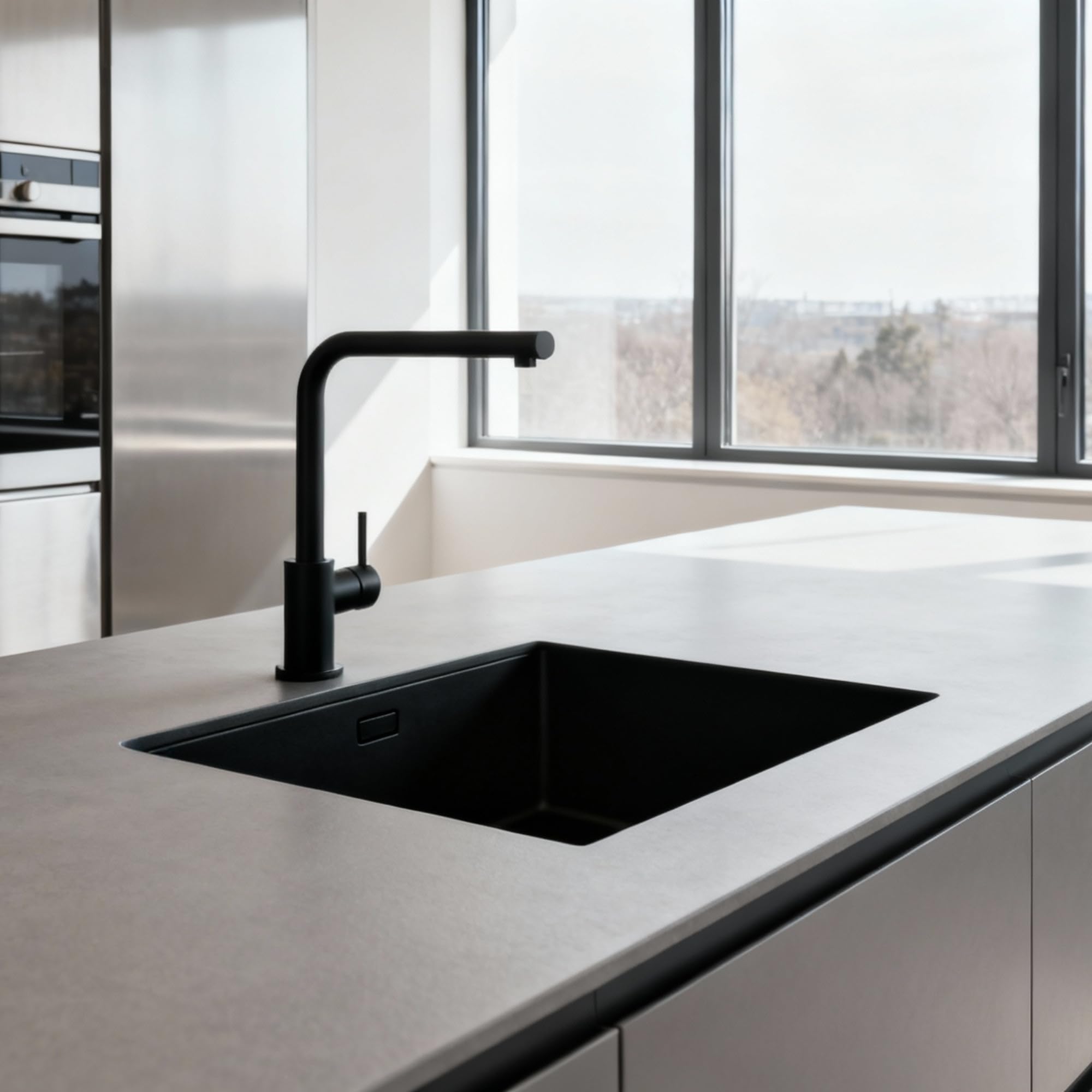 Edesa Fregadero Cocina Bajo Encimera 1 Cubeta Cuadrada FUJI BE 45X40 cm Acero Inoxidable Profundidad 18 cm Fondo Absorbente Accesorios Incluidos Color negro
