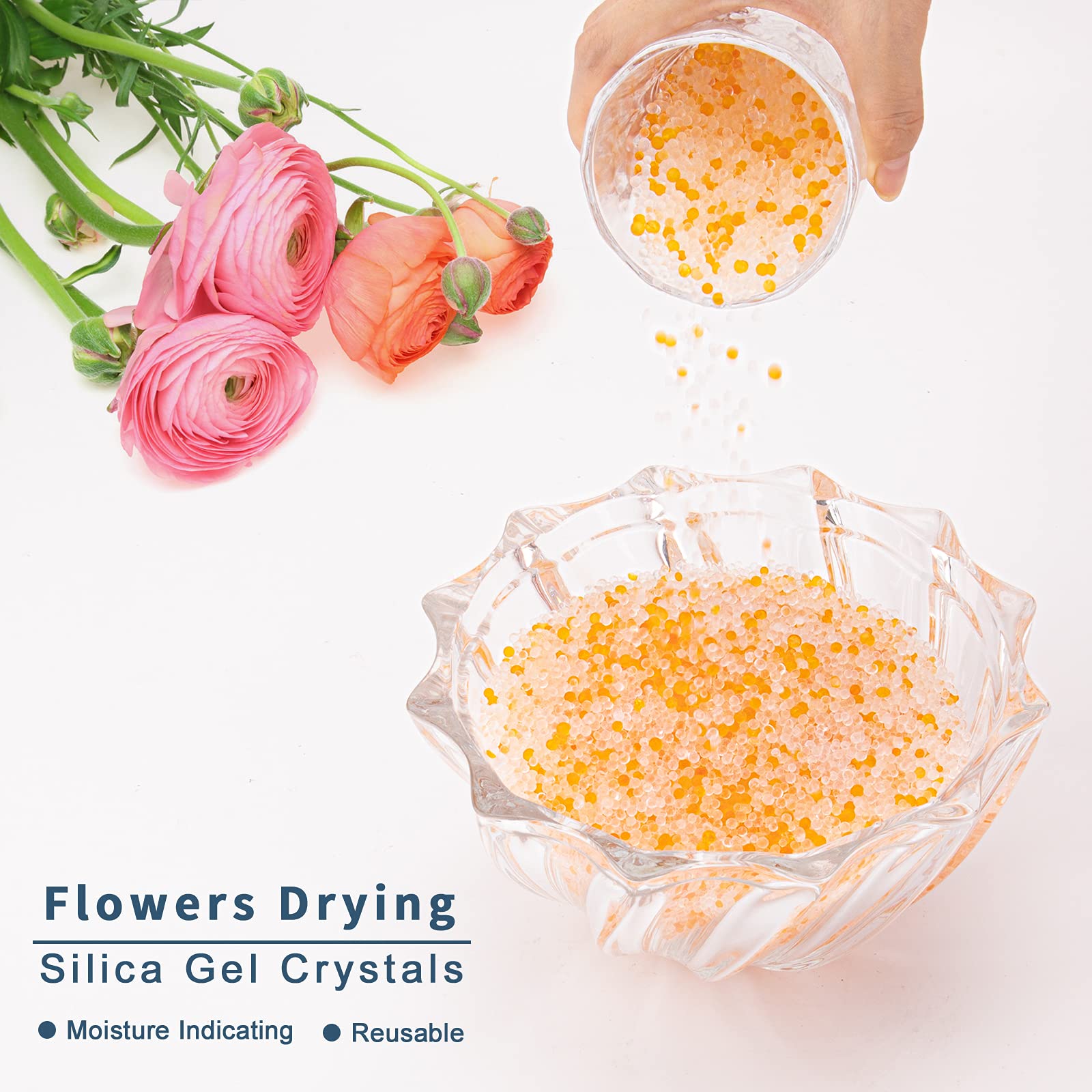 Gel de Sílice Cristales de Secado de Flores 4.4LBS (2KG) Reutilizables Indicadoras de Color