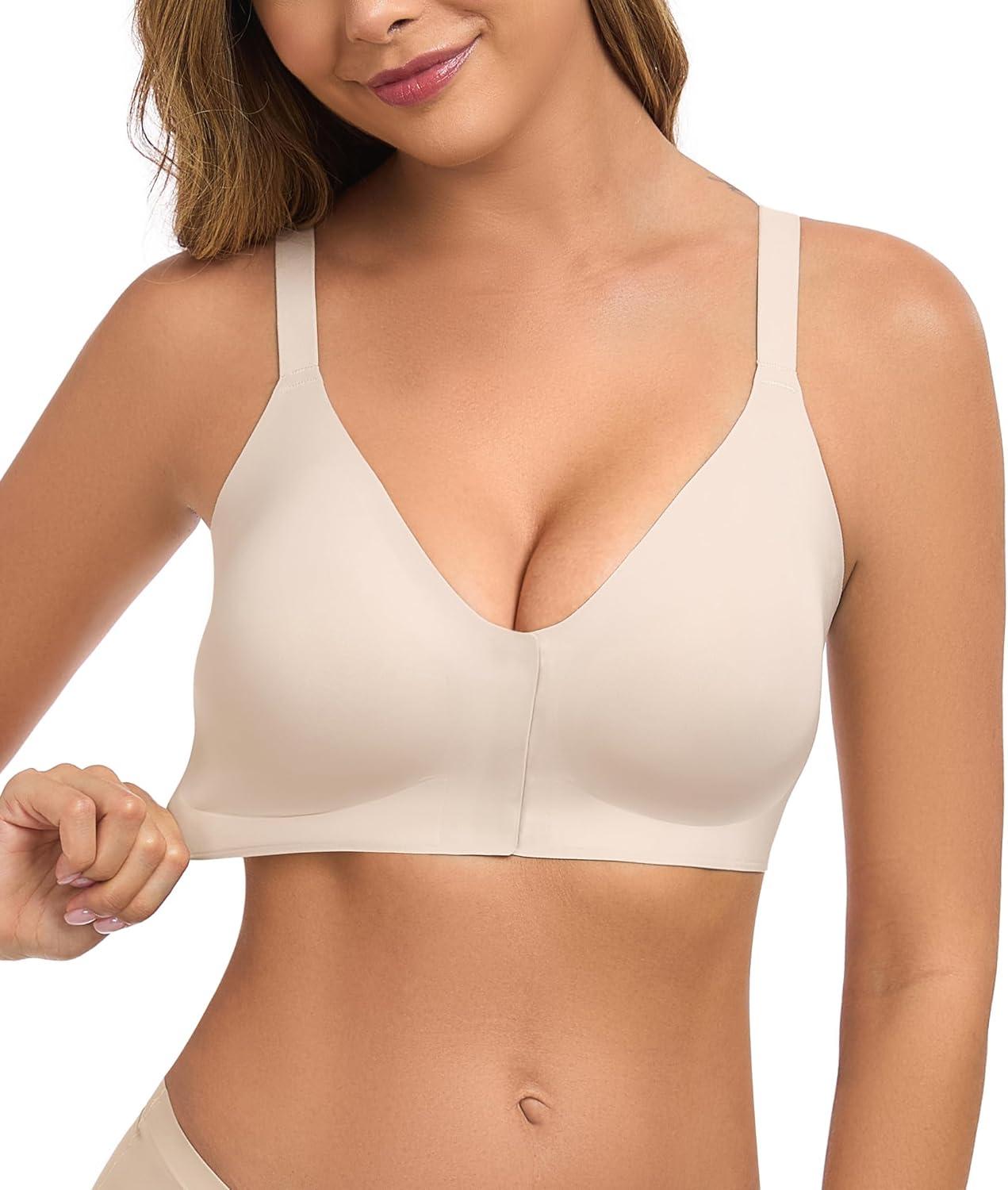 Women's Seamless Front Closure Posture Back Smoothing Wireless Bra - Image 6