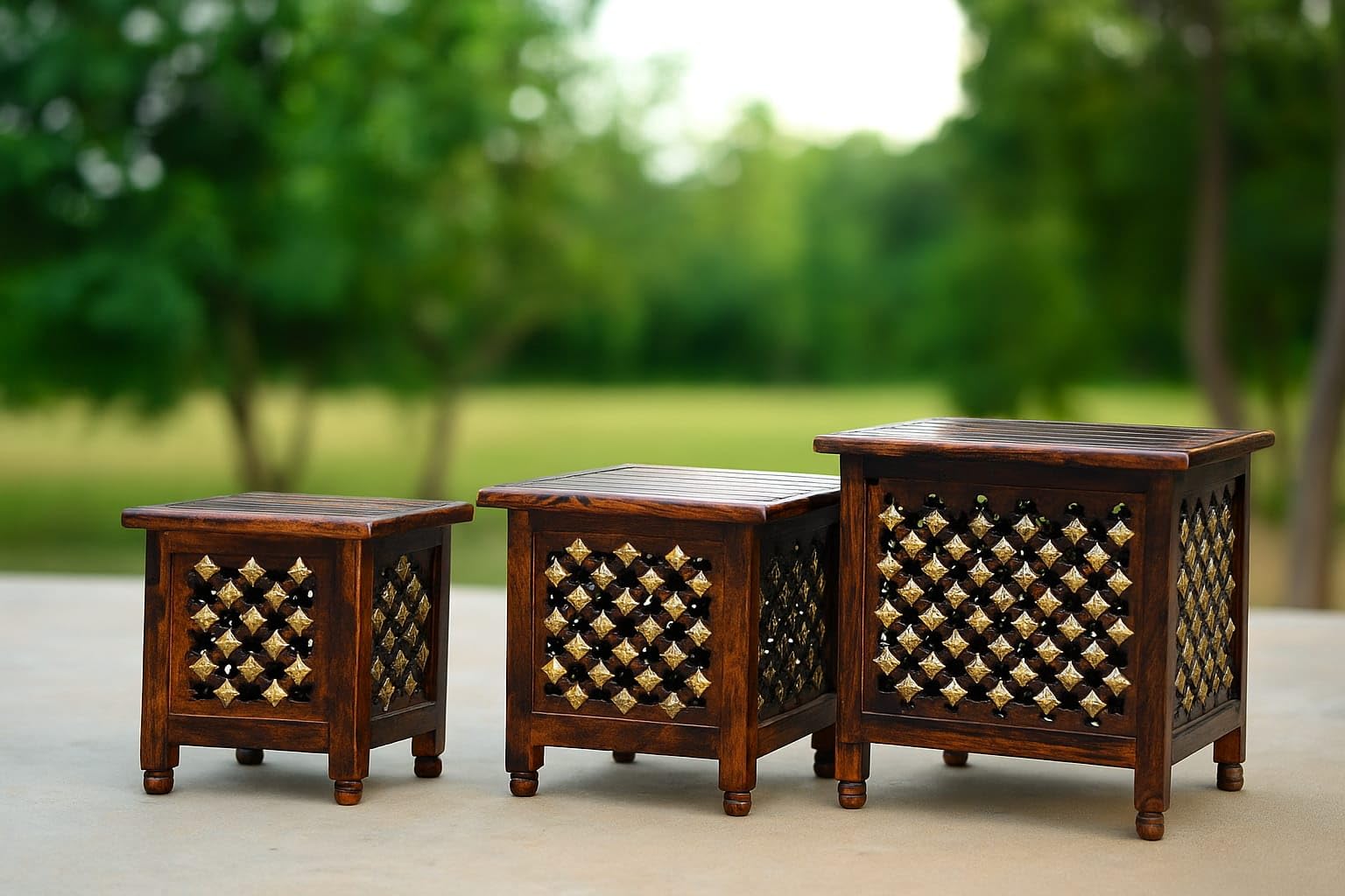 Wooden Stool Set of 3 with Storage-image-12