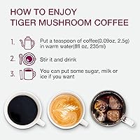 Vista 4 de Café de hongos Tiger 2: melena de león orgánica y hongo chaga con café arábica, 30 porciones, memoria, enfoque, refuerzo del sistema inmunológico