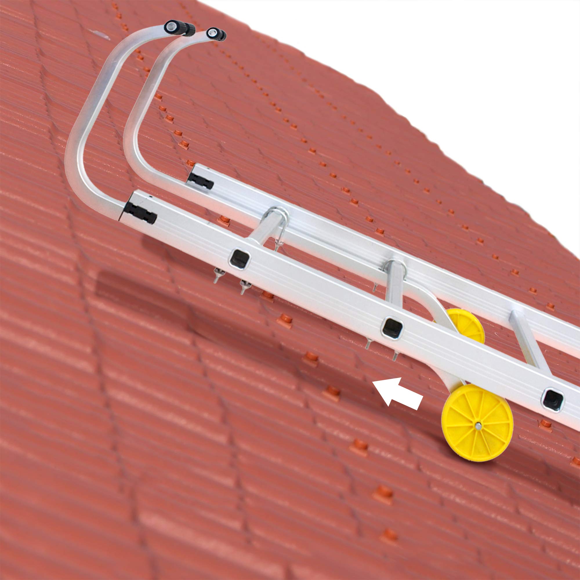 Todeco Roof Ladder Hook with Wheel for Telescopic Extension Ladder or