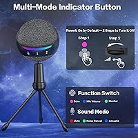 Vista 2 de ZealSound Micrófono USB RGB para iPhone/PC, micrófono para teléfono, ASMR, juegos, micrófonos con cancelación de ruido con silencio