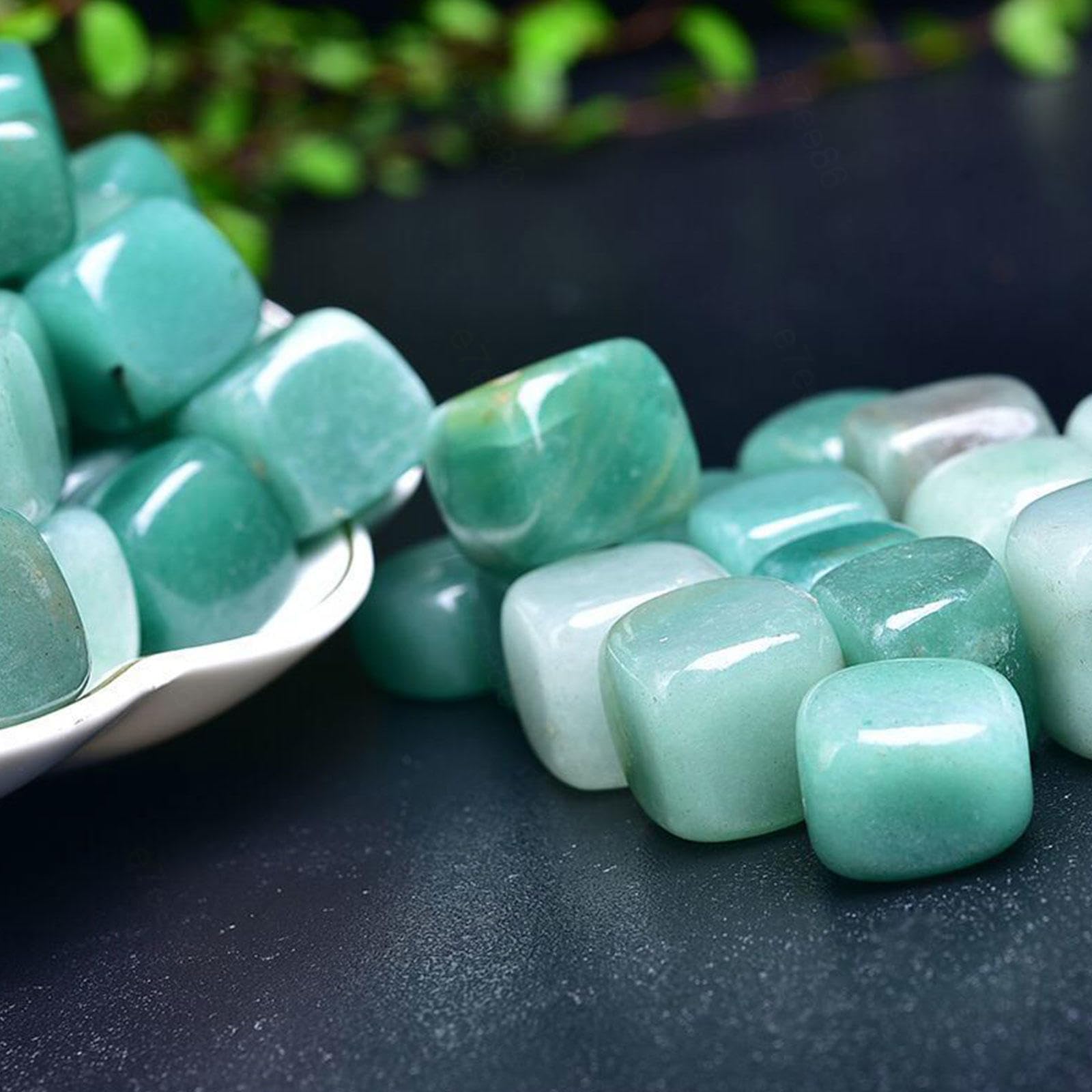 Piedras Pulidas Caídas Cristales Curativos Cubo Cuadrado - Piedra Preciosa de Aventurina Verde Natural a Granel para Energía Curativa Wicca Reiki - 2.2 Libras, 20 Mm