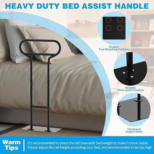 Miniatura 3 de Rieles de cama para adultos mayores, bastón de cama ajustable para ancianos, barandilla de asistencia de soporte resistente para personas mayores,