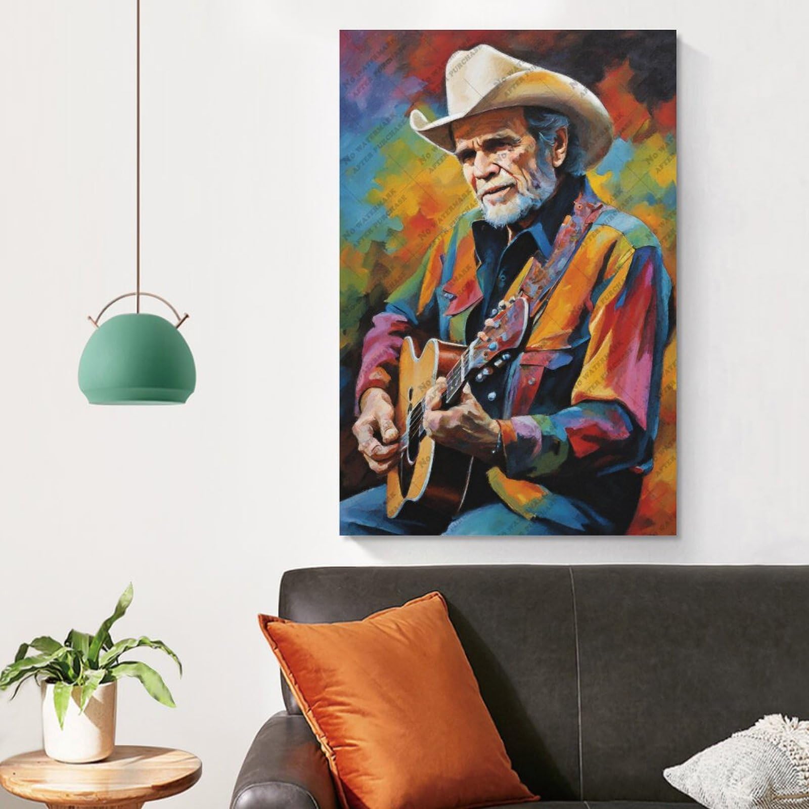 FCOJE Poster su tela con cantante folk country Merle_Haggard (2), decorazione artistica da parete per soggiorno e camera da letto, 60 x 90 cm