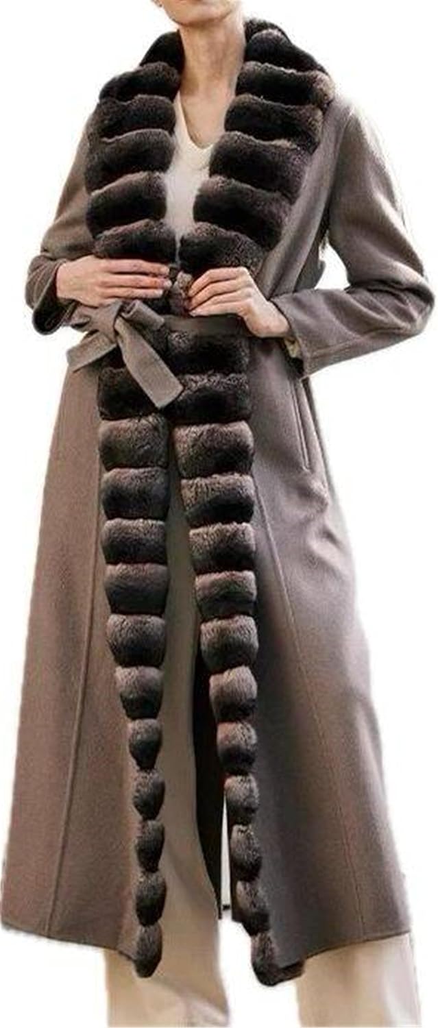 Youlander Fur MY35 Women's Cashmere Wool Long Over Coat