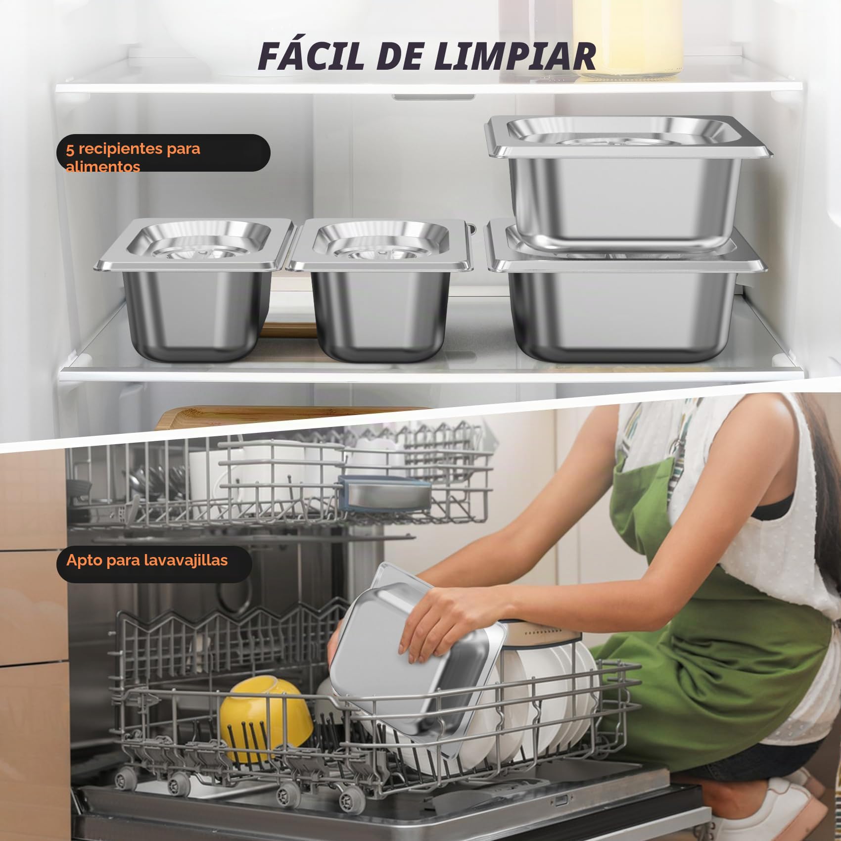 onlyfire Caja de Ingredientes, Juego de 5 Recipientes para Ingredientes para Pizza, Recipientes de Acero Inoxidable con Tapa, Catering Soporte para Cubetas, Accesorios para Horno de Pizza