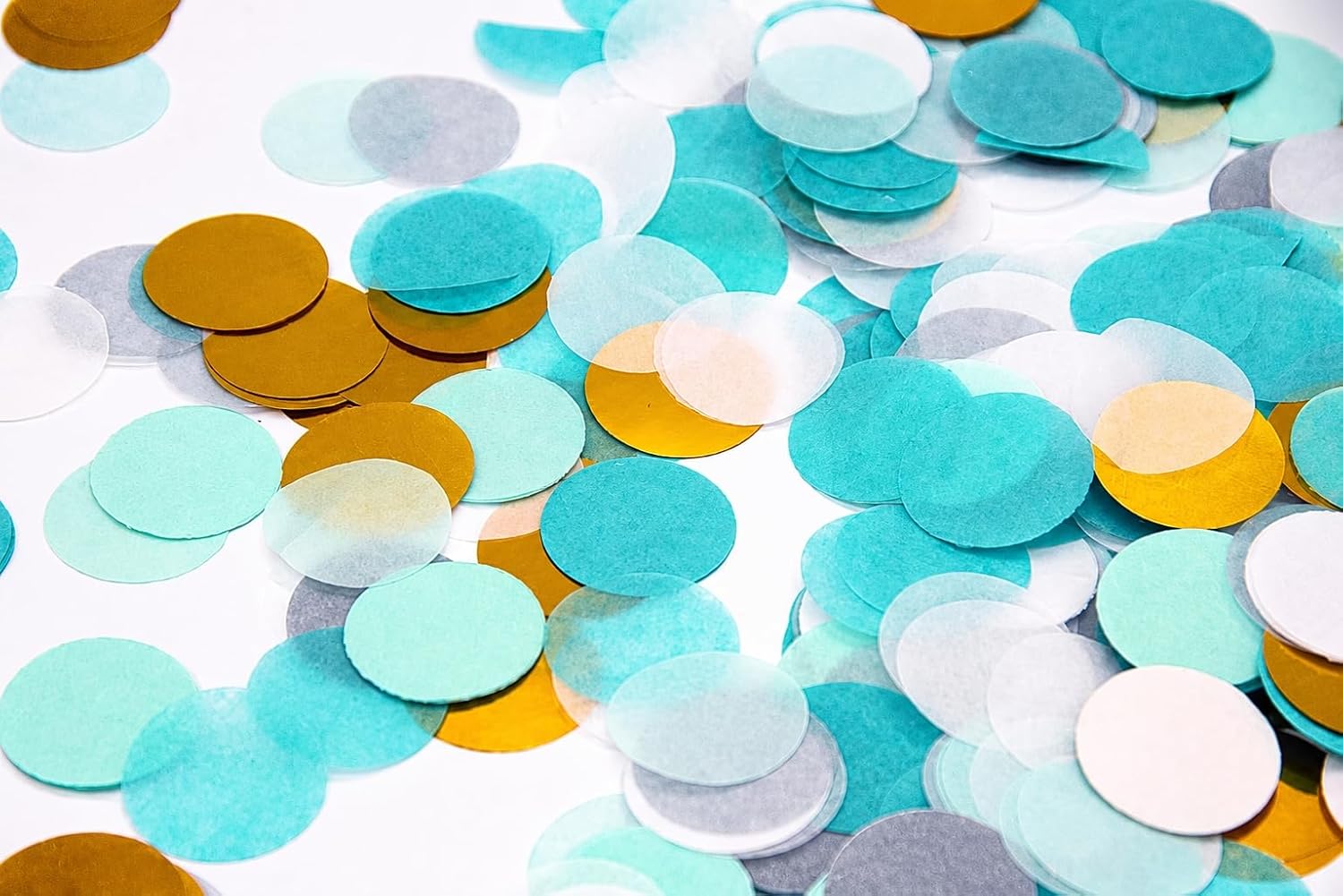 Confetti 7000 Pcs, 1 Inch Round Tissue Paper Confetti, 60g Paper Table Scatter Decorations for Birthday Baby Shower Wedding Graduation Party, Teal Gold Green