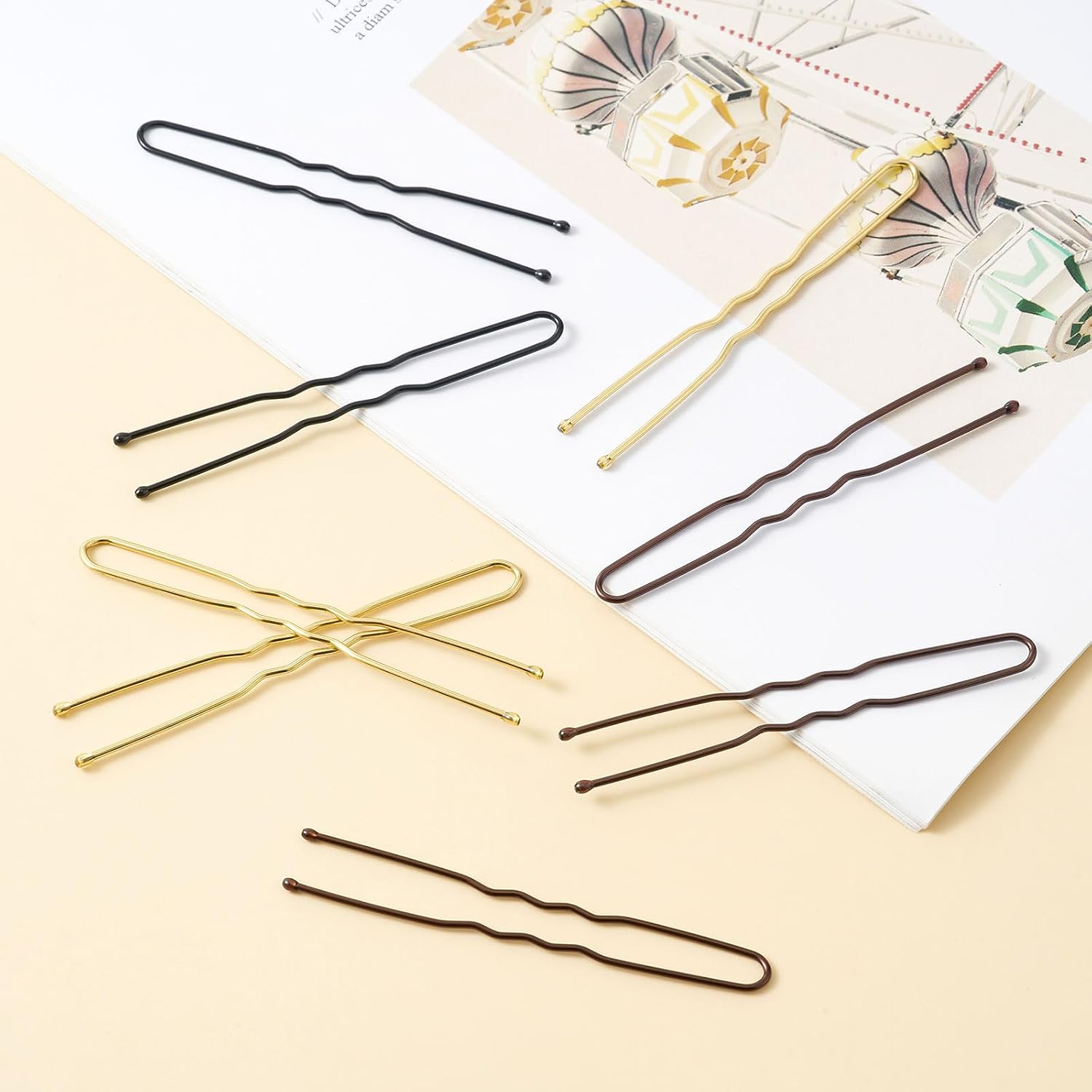 QIUTIMIY 200 Pcs 2.4 Inch U-Shaped Bobby Pins Mix Metal Hair Pins Hair Accessories for Women Stylists Hair Sticks Girl