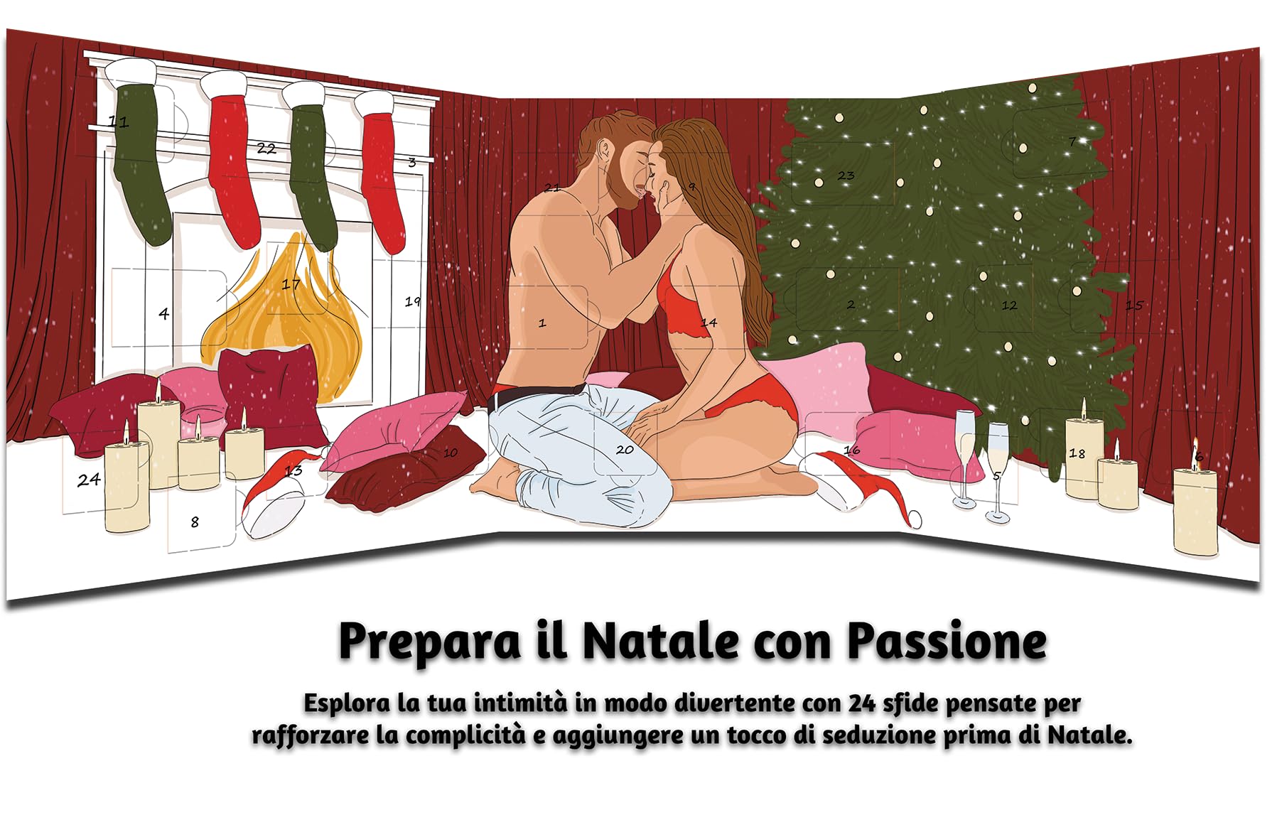 Calendario dell’Avvento Coppia 2025 – Idea Regalo Uomo e Donna – 24 sfide per ravvivare la vostra relazione prima di Natale – San Valentino 2026 – Formato A4