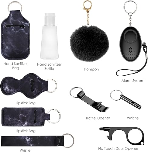 Miniatura 8 de AMIR Juego de llaveros de seguridad para mujeres y niños, 10 piezas de llavero de seguridad con alarma personal de sonido