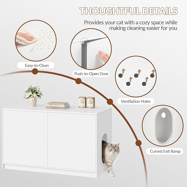Foto 4 de 8 de Fobyfurny Mueble Arenero Gatos Oculta, 100 x 50 x 60,5 cm, Blanco