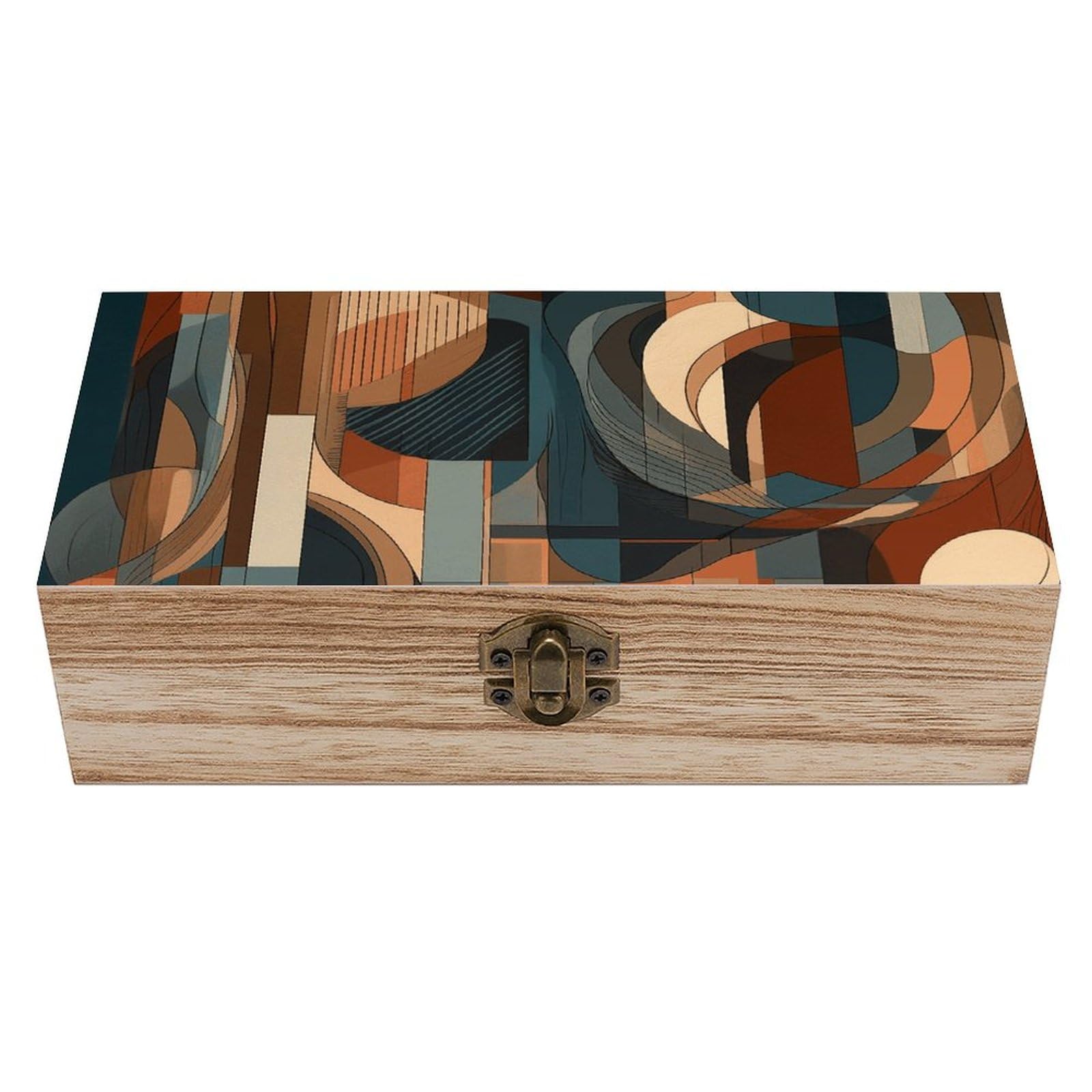 NTVOWPZO Wooden Storage Box Art Prints Wood Gift Box with Hinged Lid Vintage Decorative Boxes Jewelry Memory Box for Jewelry Art Hobbies Home Storage Treasure Keepsake Gift