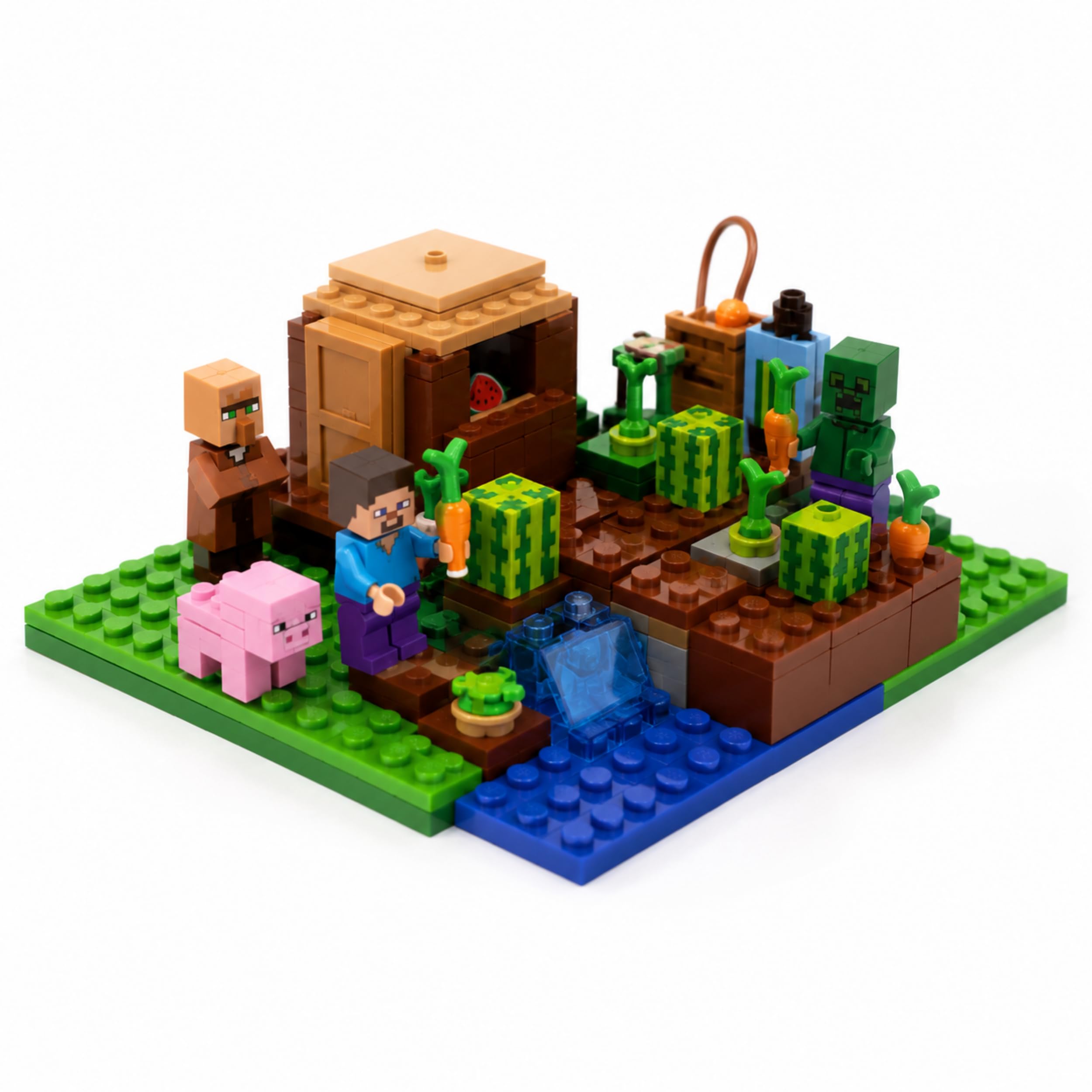 Building Blocks Toy Set for Kids | DIY STEM Construction Bricks with Mini Figures, Creative Adventure Models & Educational Play Set| Mine Craft Game (73, The Melon Farm)-image-17