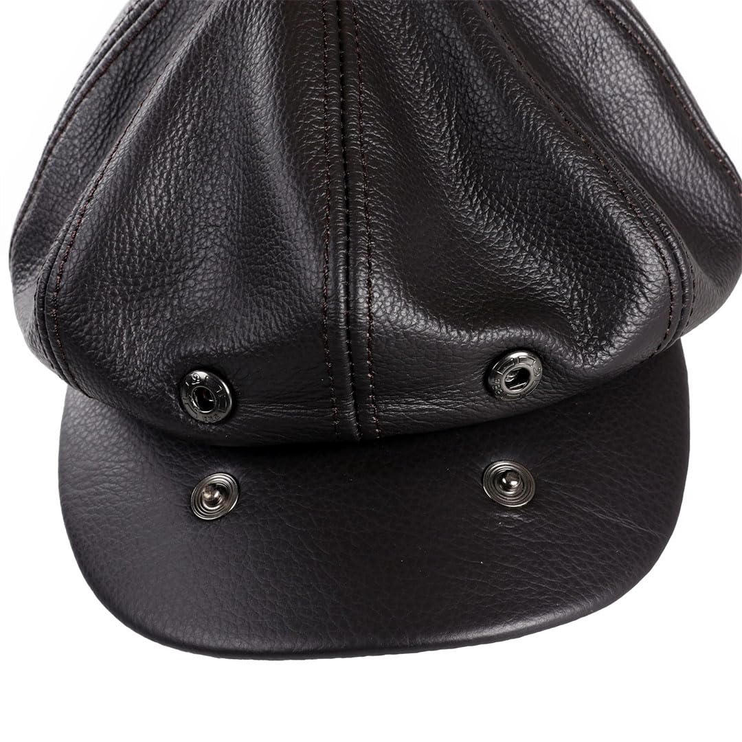 Newsboy - Gorra plana para hombre, 100% piel de vacuno auténtica de primera calidad, gorra de golf