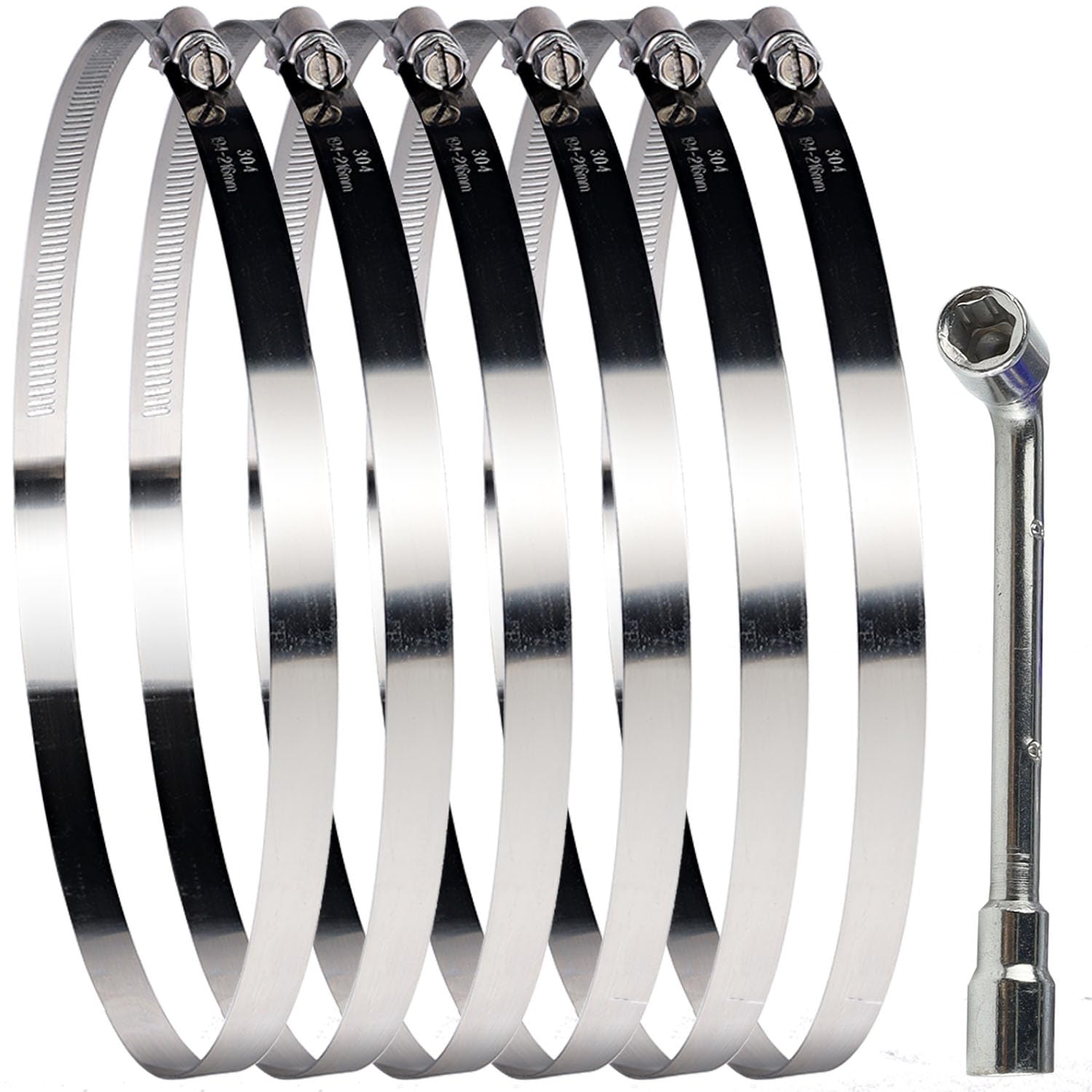 KIMISS Schlauchschellen – Schneckengetriebe, Edelstahl, 8 Mm Band, 10er-Set (verschiedene Größen)