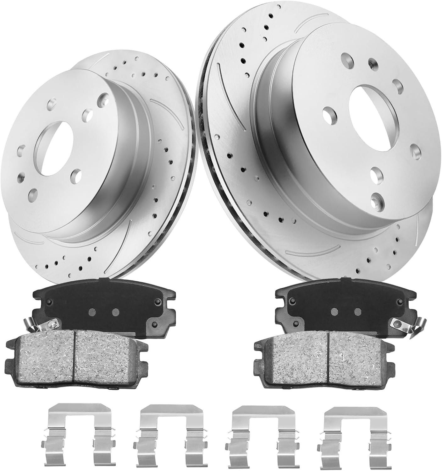 Anpulsero Brake Pads And Rotors Kit Rear Compatible with 2010-2017 Chevrolet Equinox, GMC Terrain, 303mm(11.9in) Vented Rear Rotor, Automotive Replacement Brake Kits Geomet 55178 D1275-8391 Rear Geomet 55178 D1275-8391