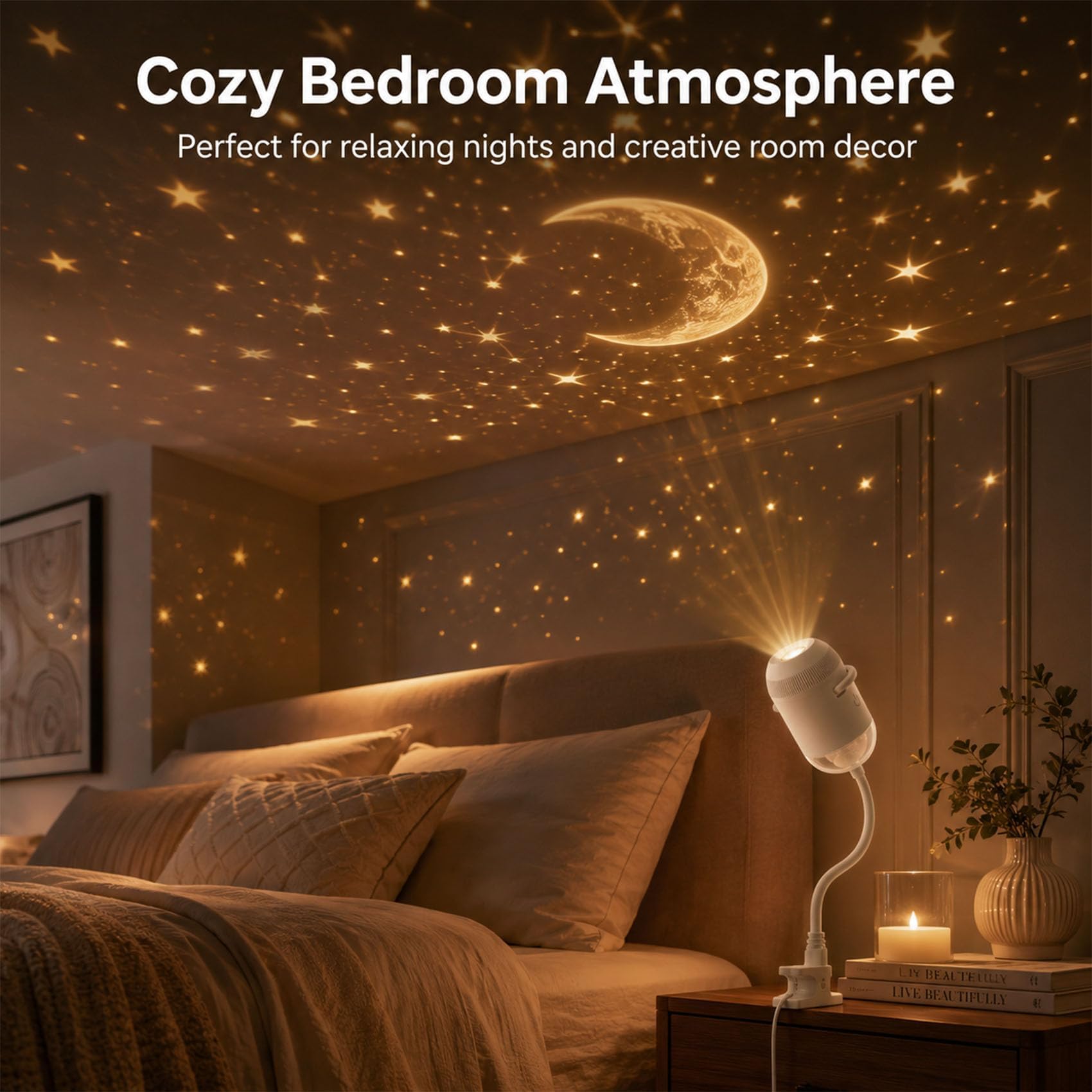 2-in-1 Galaxy Projector Night Light, HD 5D Holographic Night Light Projector, USB Galaxy Star Lamp | USB Power, 360° Flexible Angle for Bedroom, Car Decor (24 Films)
