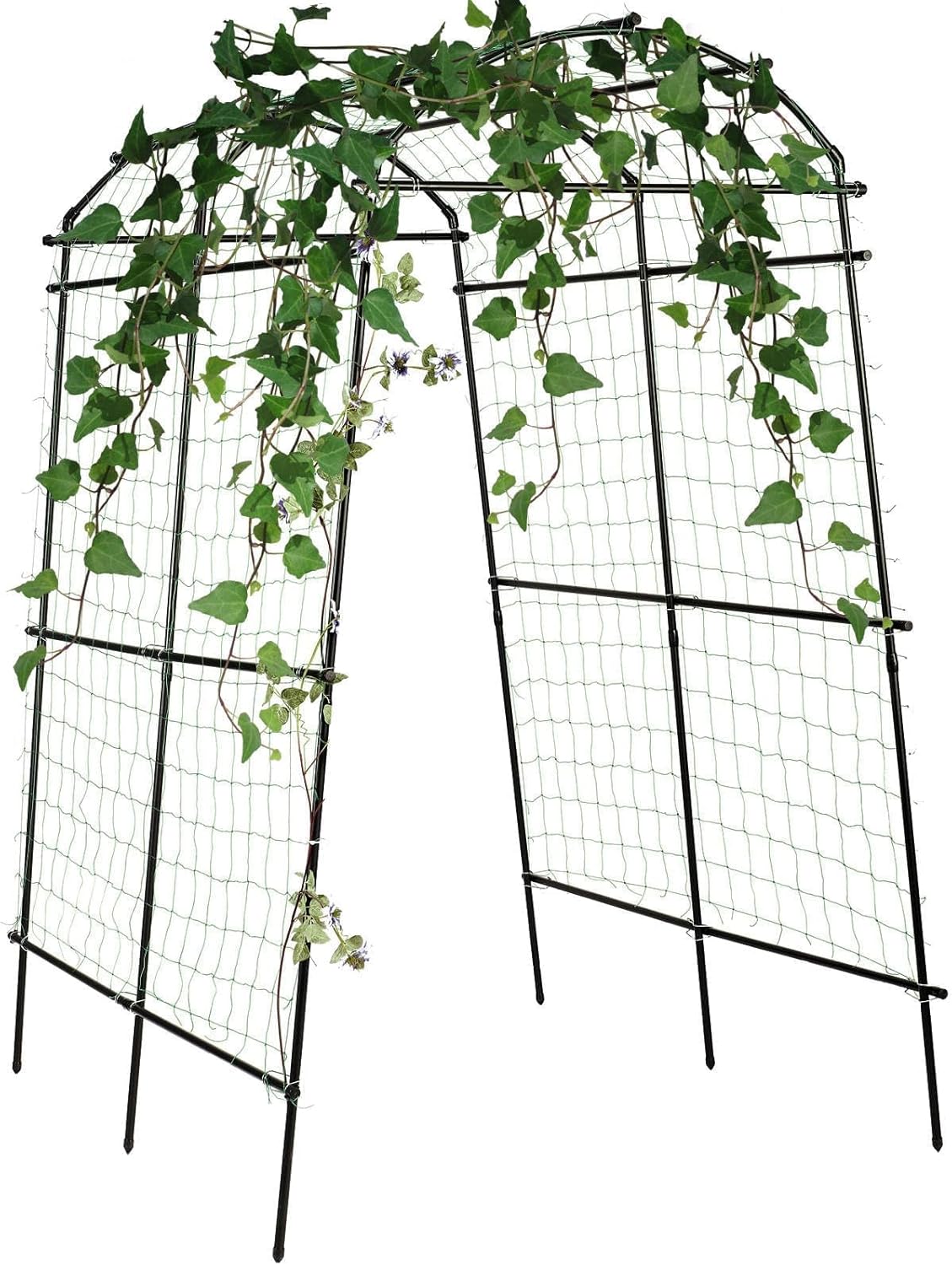 Garden Arch Trellis for Climbing Plants Outdoor, 7.8 ft Tall PE-Coated Steel Walkway, Arched Arbors Tunnel Trellis for Vegetables, Cucumber Plant Support for Garden Raised Bed with Netting 6' L x 4' W x 7.2' H - Arch