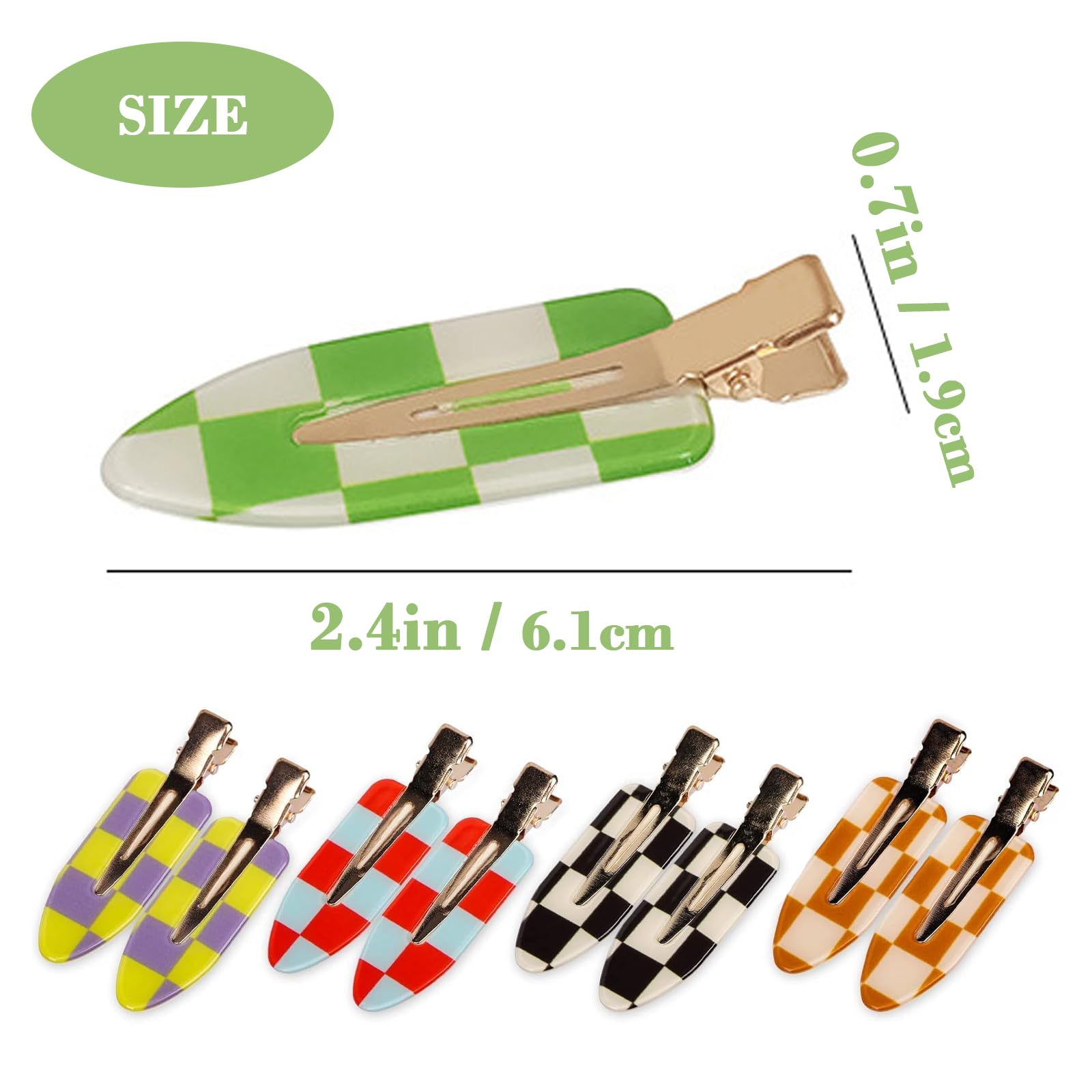 10Pcs Acrylic Resin Flat Styling Clip Chessboard Style Bangs Hair Clips No Crease No Bend Hair Clips Bang Creaseless Duckbill For Women Girls - Image 2