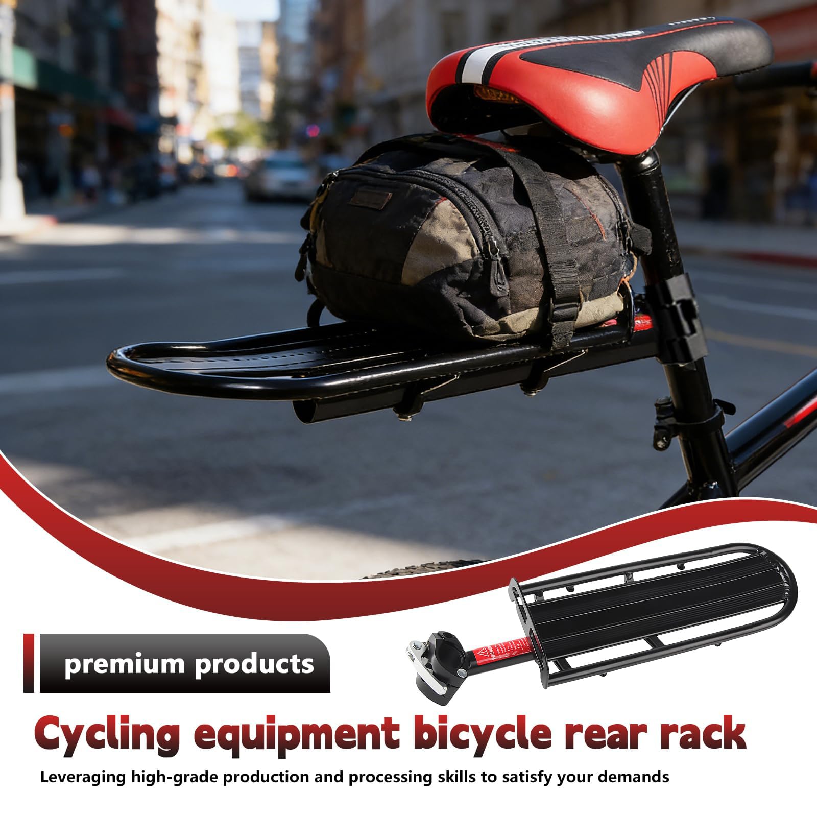 Portabagagli per mountain bike, portapacchi per bicicletta, universale, in lega di alluminio, per 22 – 32 mm, per MTB, bici da corsa e City bike, portata 10 kg