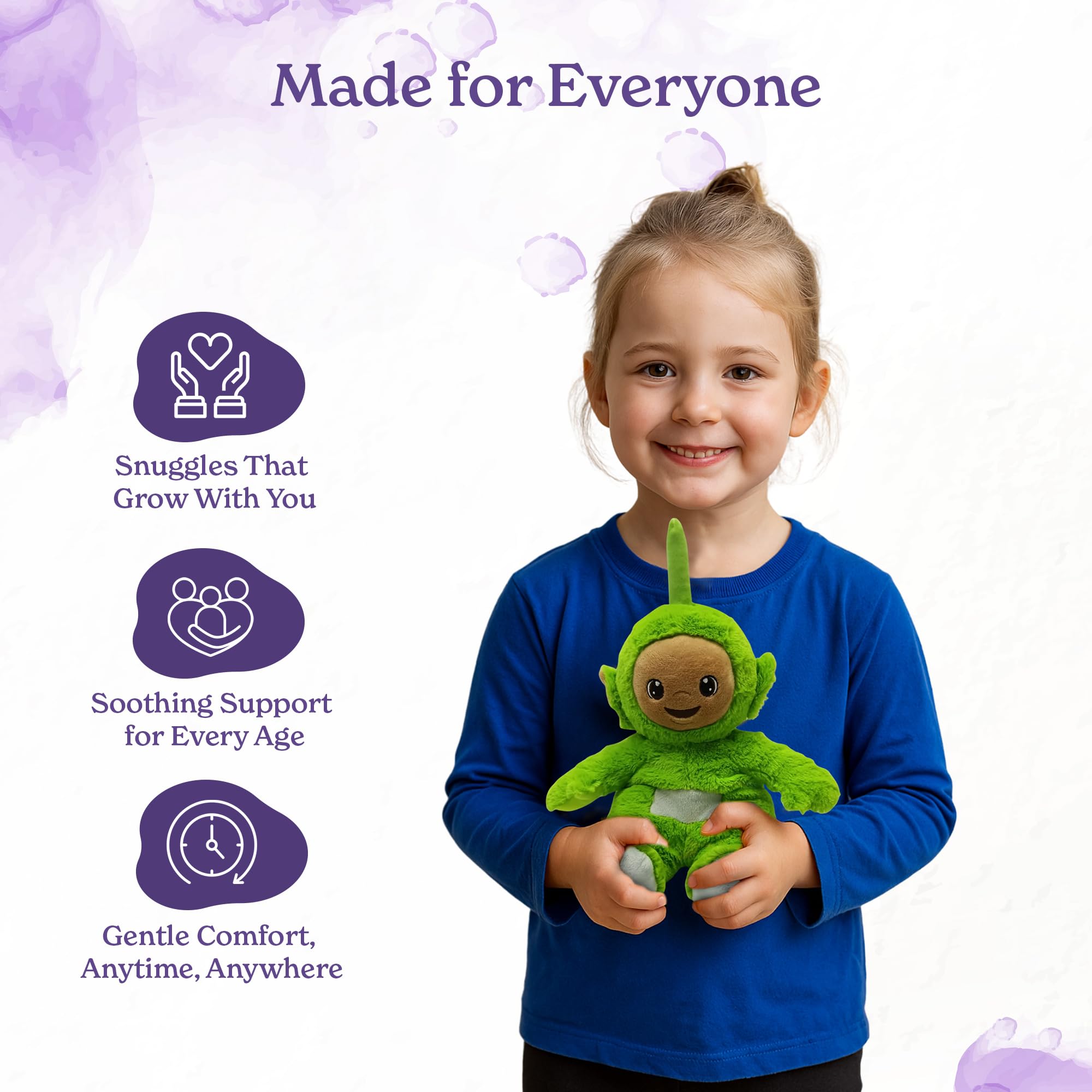 Warmies Plush Dipsy Mikrowellengeeignetes Spielzeug, beheizbares gewichtetes Plüschtier für Kinder und Erwachsene, gefülltes Kuscheltier, sanft duftet mit französischem Lavendel - Grün