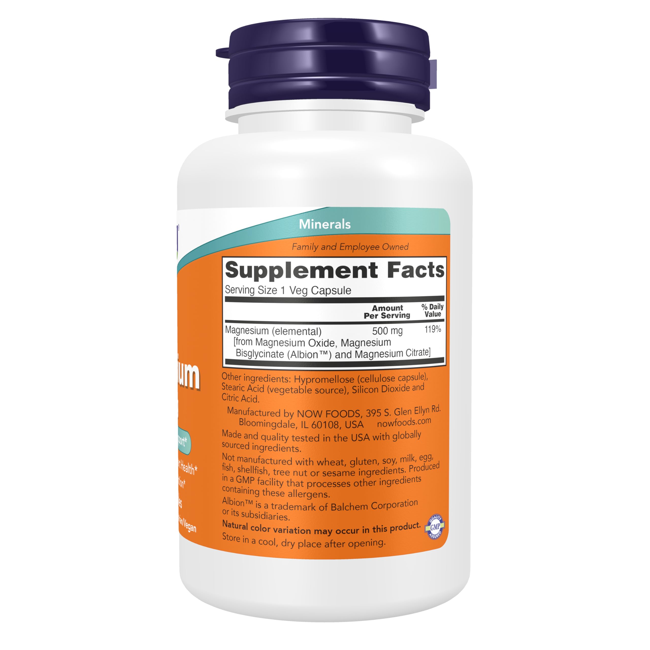 Now Supplements, Magnesium 500 mg, Nervous System Support*, 120 Veg Caps — Amazon image 2