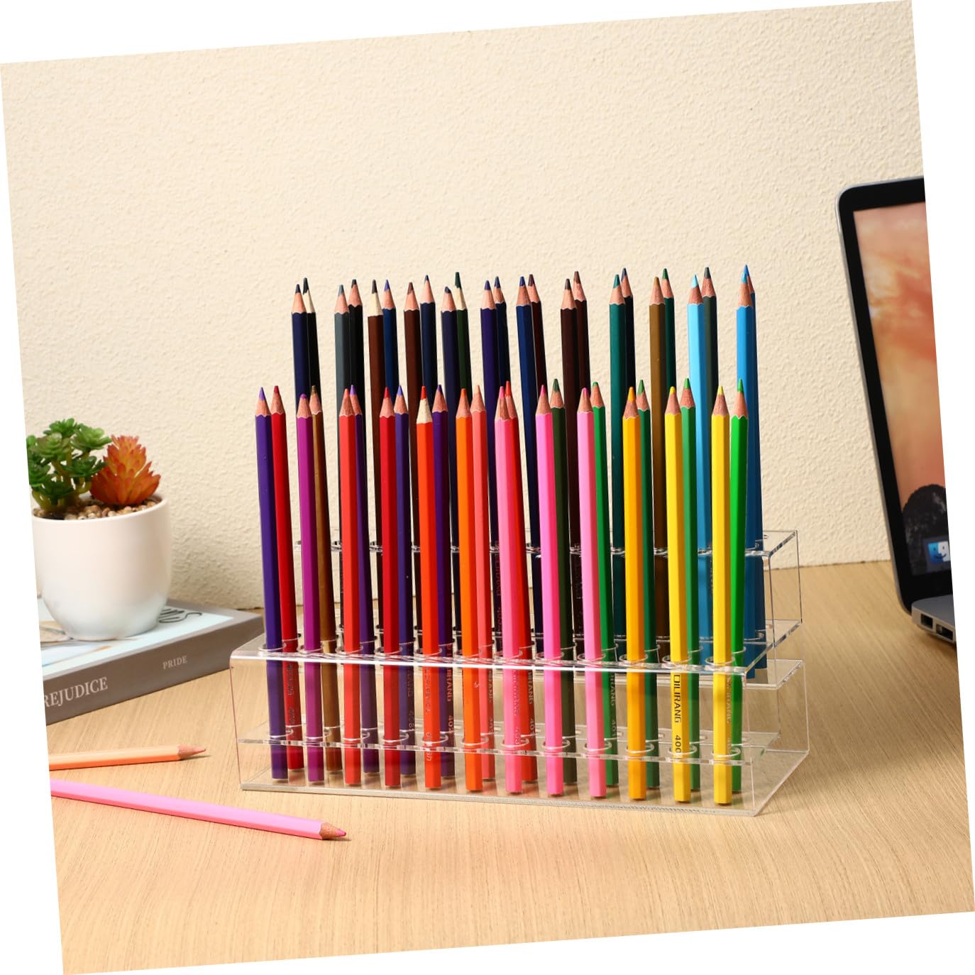 ifundom Porta Penne da Scrivania in Plastica Grande Capacità e Struttura Stabile, Design Multi-slot Resistente per Organizzare Matite e Pennelli in Casa o Ufficio