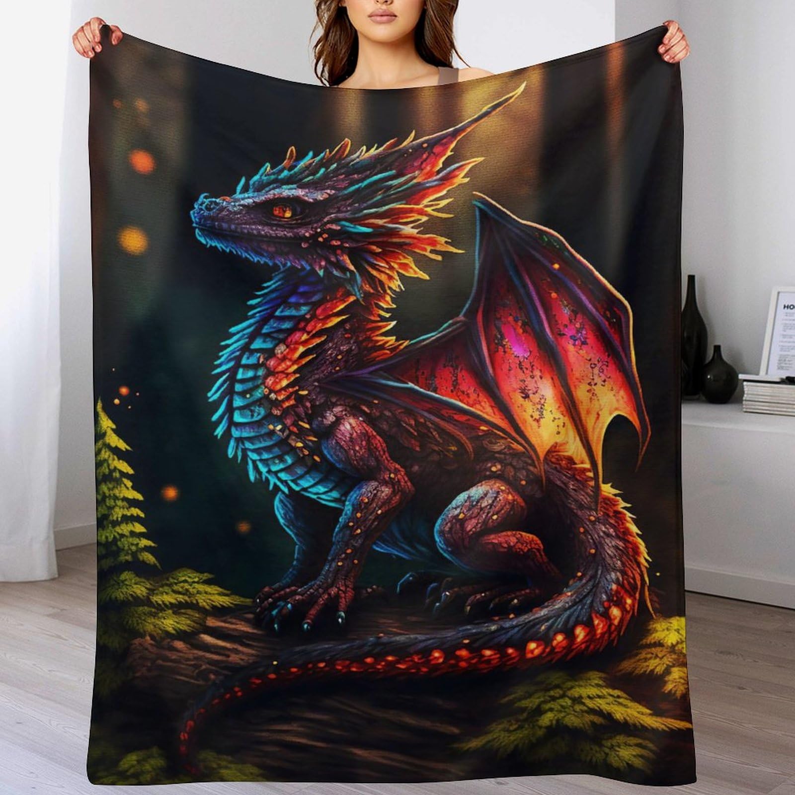 Couverture dragon en flannel chaude pour stopper le froid sur votre canapé