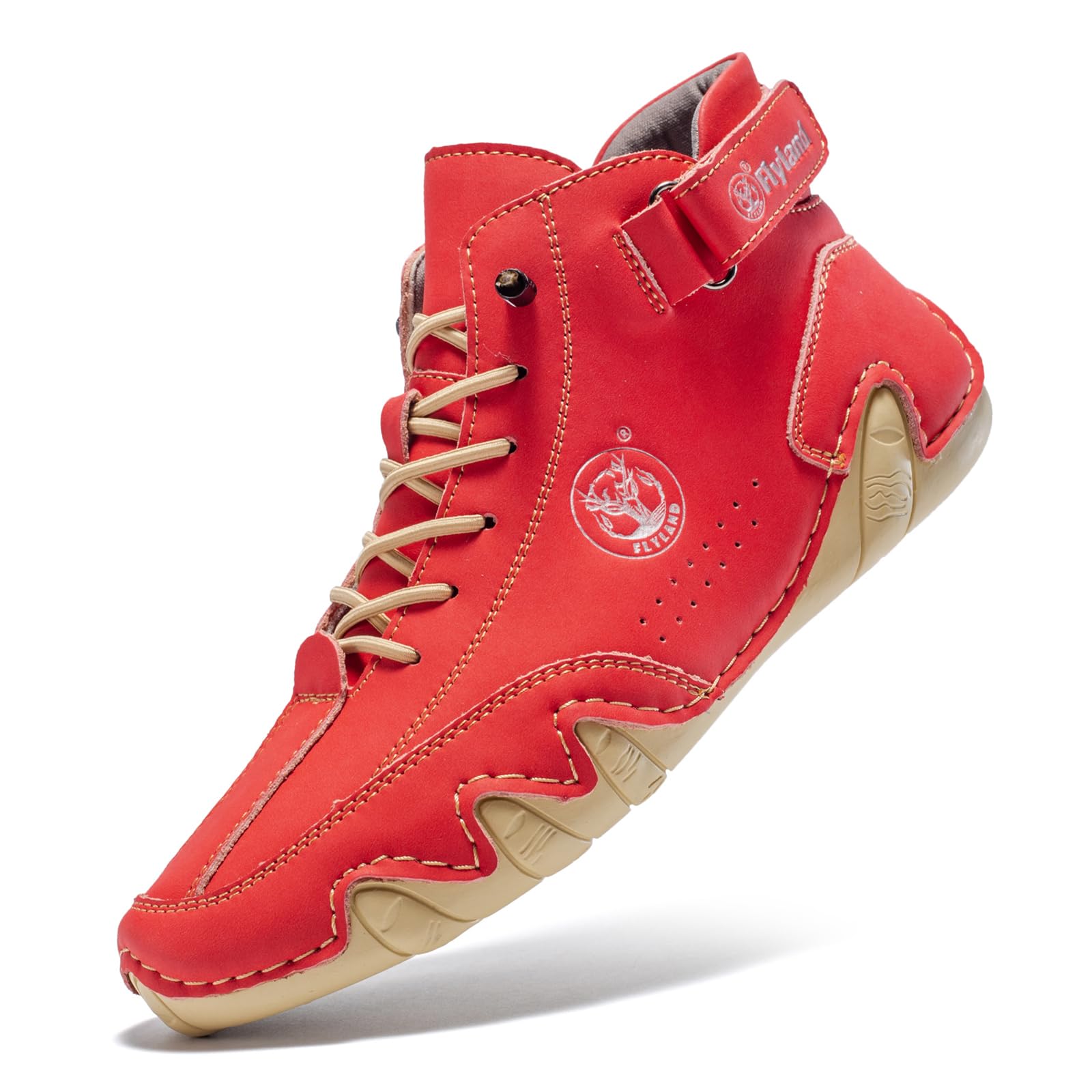 FLYLAND Womens Casual Leather Fashion Sneakers Handmade Ankle Chukka Boots Lightweight Slip-On Loafers Walking Driving Shoes