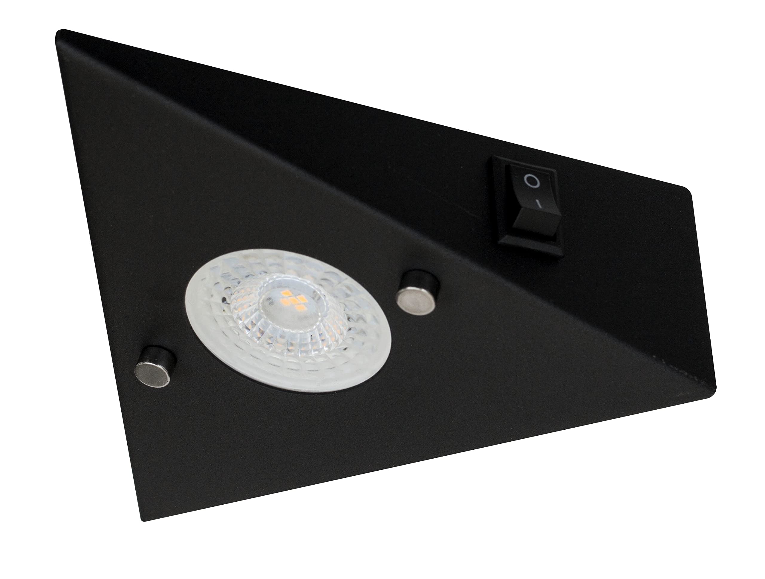 TRANGO 6740-45 Lot de 4 éclairage d'armoire de cuisine noir mat *COOK* encastrable - spot encastré avec module LED 4x 4,8 watts 3000K lumière triangulaire blanc chaud - 230V extensible