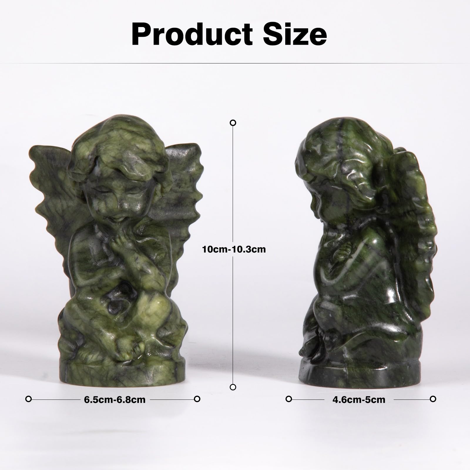 mookaitedecor Hand Carved Natural Green Jade Crystal Thinking Baby Angel Figurine Statue Good Luck Guardian Angel Gift - Image 2