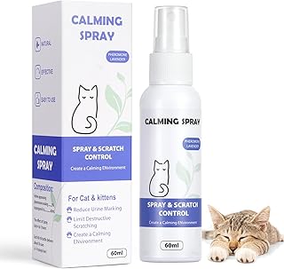 Aomig Beruhigungsspray für Katzen 1Pcs Beruhigendes Pheromon Set mit Stecker Lindert Ängste Stress Problemverhalten Gesichtspheromone für Katzen mit Beruhigender und Entspannender Reisen Freien (60ml) product image