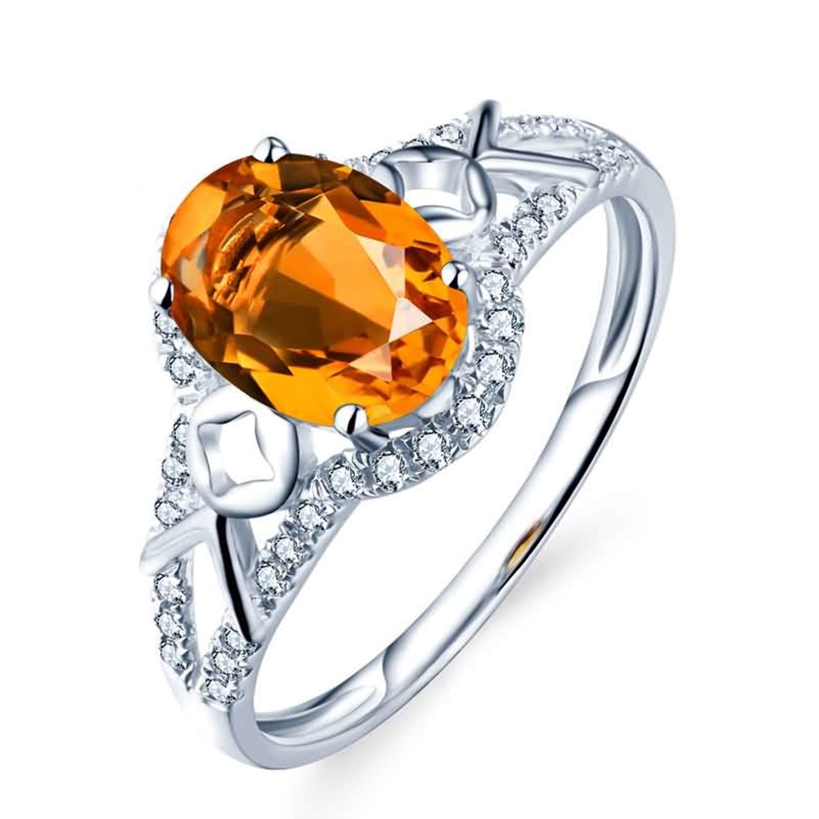Beydodo Pierścionki 750 złoto kokarda z cytrynem 1,13 ct, pierścionek zaręczynowy z diamentem e białe złoto, 49 cm (15,6 cala), colore: białe złoto, cod. TLLWGZ1704