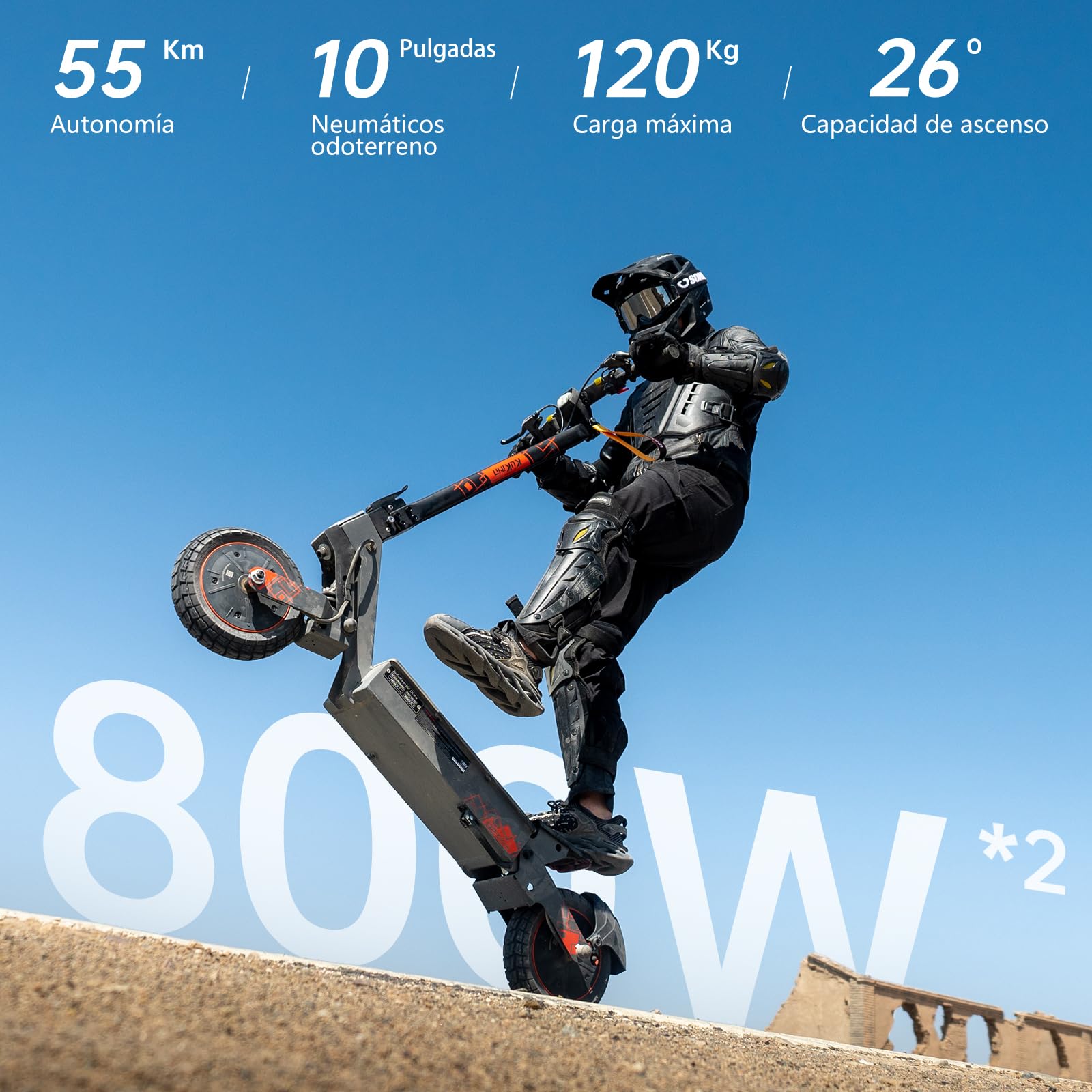 Kukirin Patinete Eléctrico Adultos Todoterreno,Patin Electrico,Scooter Electrico Potente Plegable/Autonomía de 55-60 km/Ruedas de 10"/Carga máxima 120kg/IP54/Doble Frenos de Disco,G2 Ultra