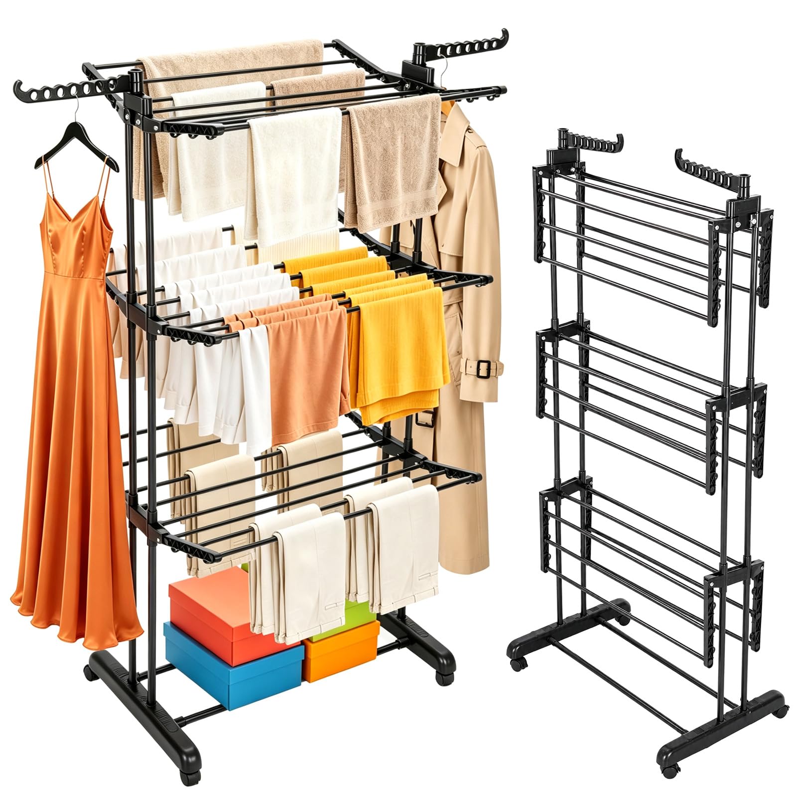 ANYVOYAGE Foldable Clothes Drying Rack – Portable Folding Hanging Stand for Clothes, Towels, Laundry & Home Organization