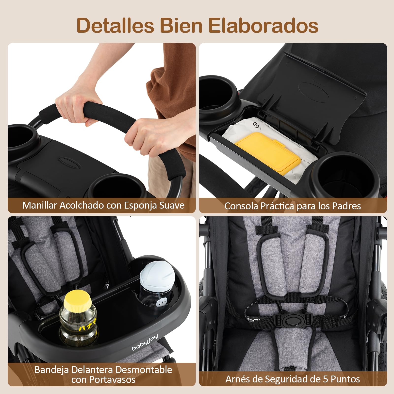 GOPLUS Cochecito de Bebé Jogger, Cochecito de Viaje Compacto y Plegable con Capota Ajustable en 6 Posiciones y Respaldo Reclinable, Arnés de Seguridad, Cesta Portaobjetos, para 6 a 36 Meses