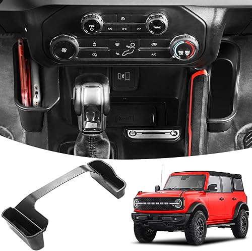 Caja de almacenamiento para palanca de cambios de consola central compatible con Ford Bronco 2021 2022 2023, organizador de consola central, bandeja