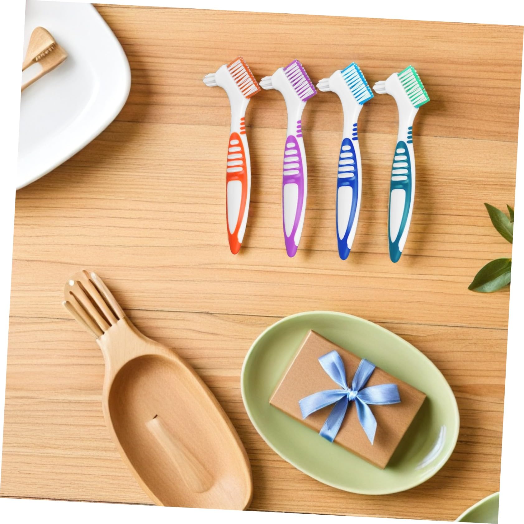 SHERCHPRY 12pezzi Spazzolino per Protesi Dentarie Multiuso Impugnatura Comoda e Setole Delicate per Pulizia Profonda di Dentiere e Apparecchi di Contenzione Kit per Anziani e Viaggi