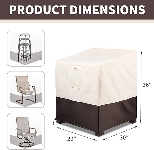 Miniatura 9 de ALSTER Paquete de 2 fundas para sillas de exterior, fundas para sillas de patio (28 pulgadas de largo x 35 pulgadas de ancho x 35 pulgadas de alto),