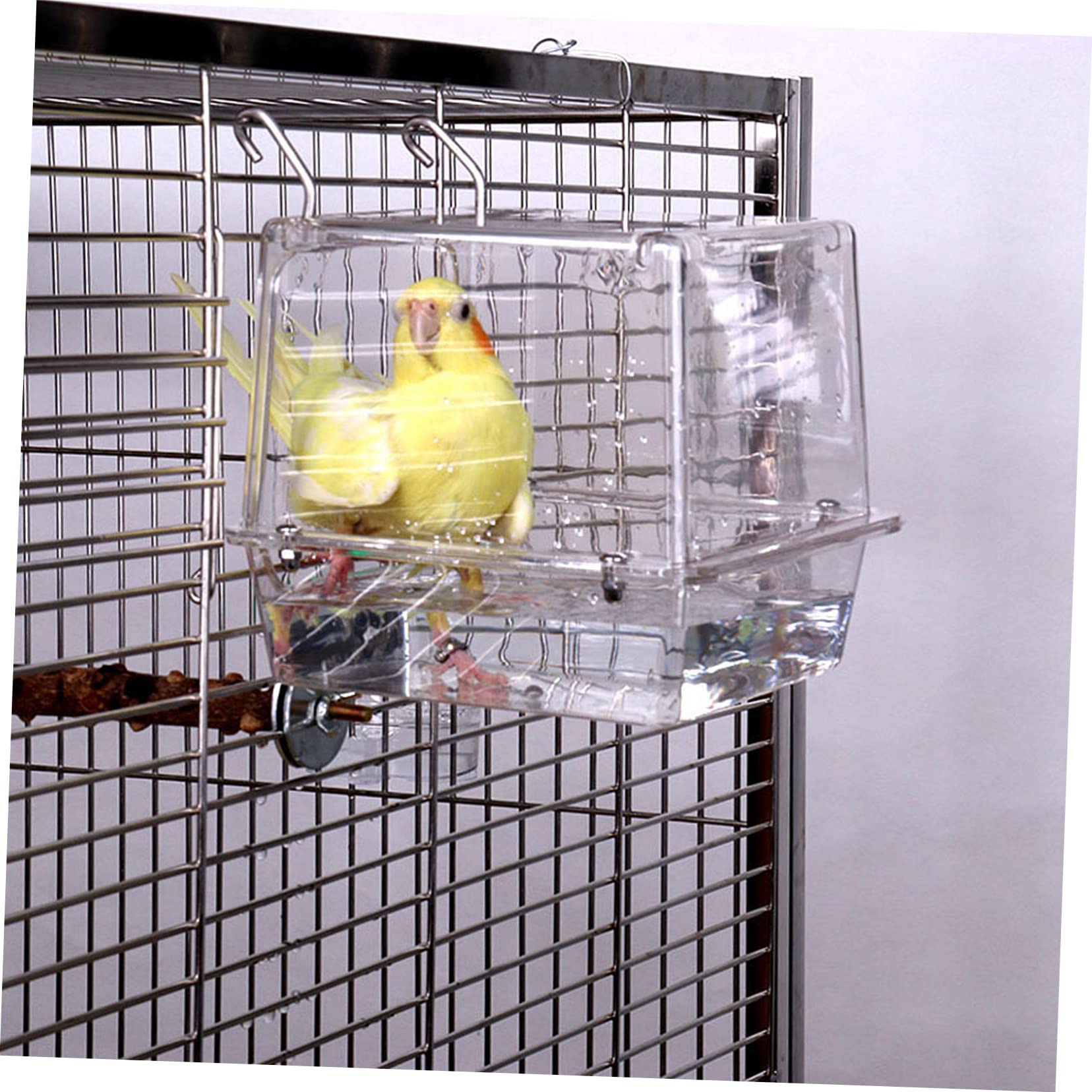 Baignoire Suspendue pour Oiseaux, Cube de Bain pour Cage en Acrylique