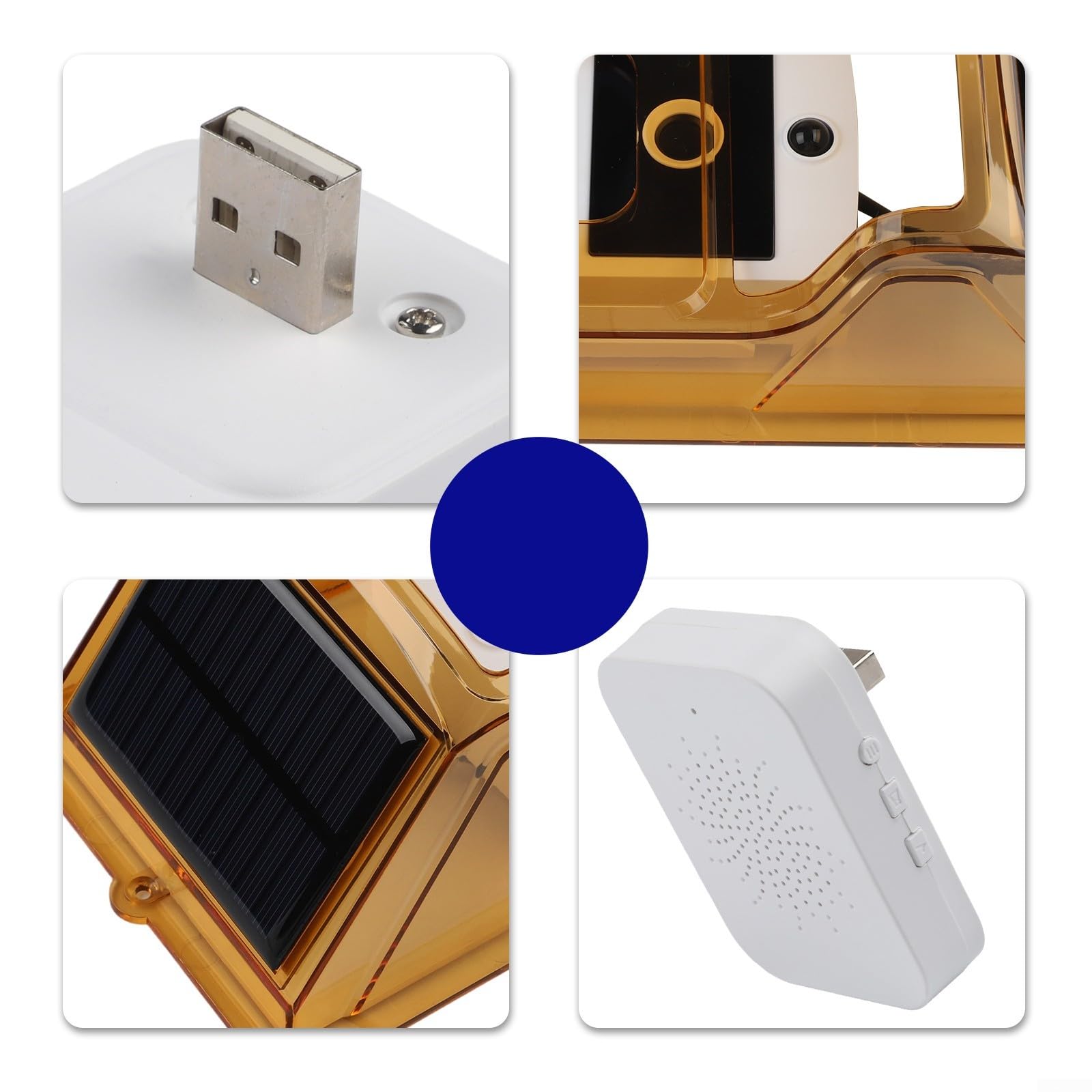 Campanello a energia solare, copertura antipioggia per campanello senza batteria, copertura per pannello solare per visione notturna, custodia impermeabile, citofono bidirezionale (con campanello)