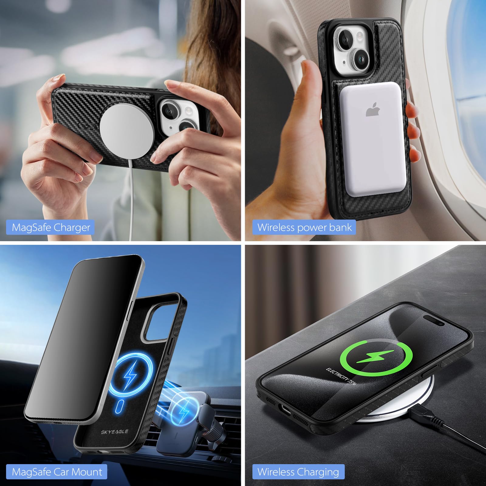Usroom MagSafe Hülle Für IPhone 12/12 Pro – Mit Abnehmbarem Kartenhalter, RFID-Schutz & Standfuß