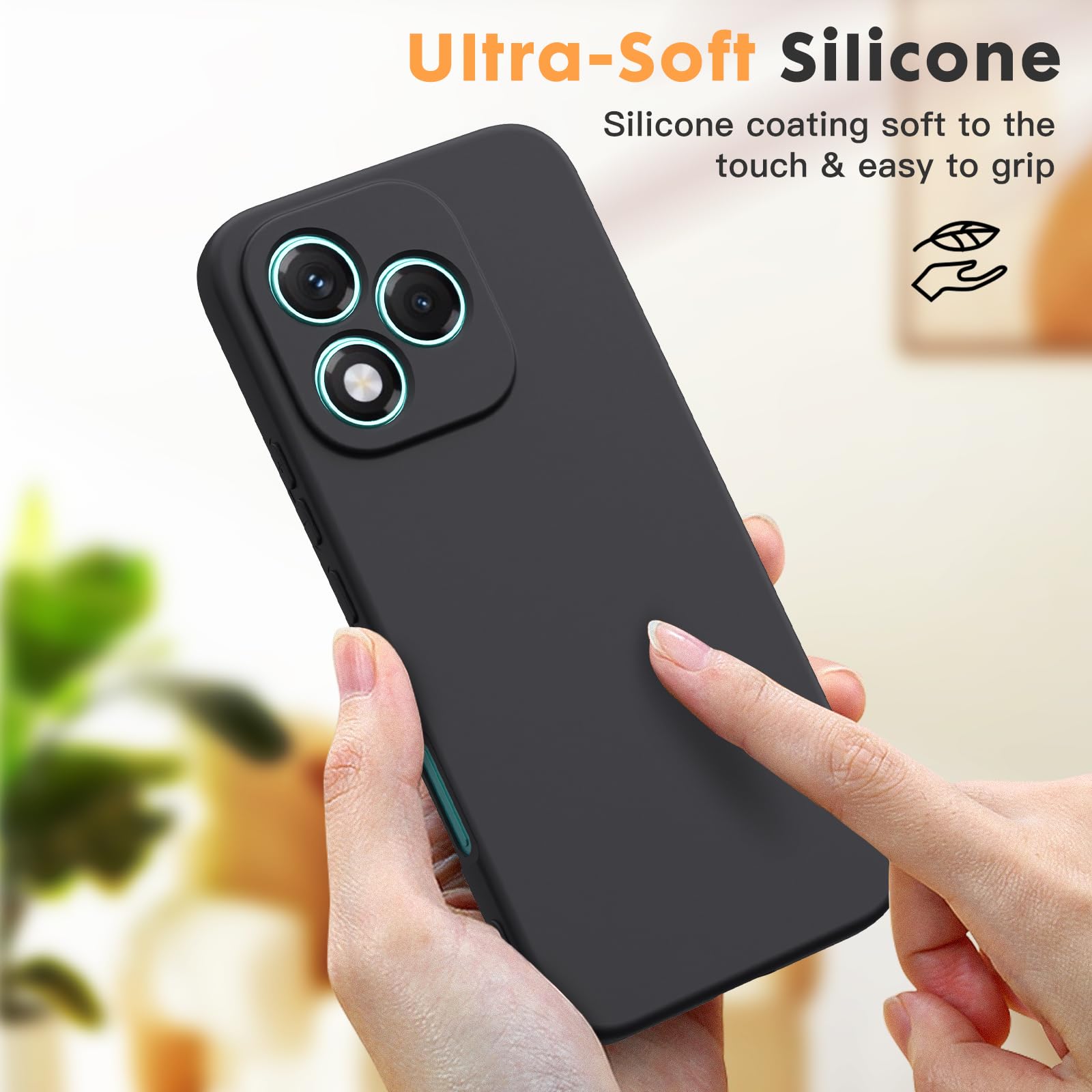Byvuwiay Cover per Honor 400 Lite, Morbida Silicone Liquida TPU Protettivo Ultra Slim Custodia Antiurto, Custodia Compatibile con Honor 400 Lite - Nero