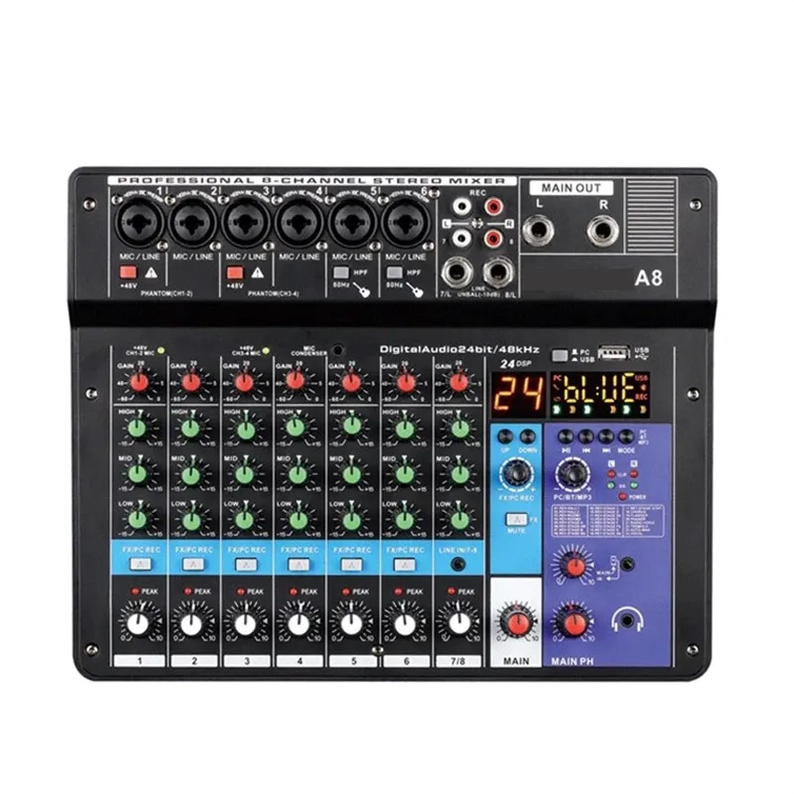 Amazon | DJミキサー、 プロフェッショナルオーディオミキサー 8