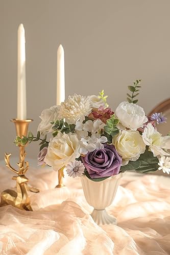 Miniatura 5 de Serra Flora Juego de flores artificiales combinadas con flores sintéticas hojas de flores a granel con tallos arreglos para bricolaje ramos de boda