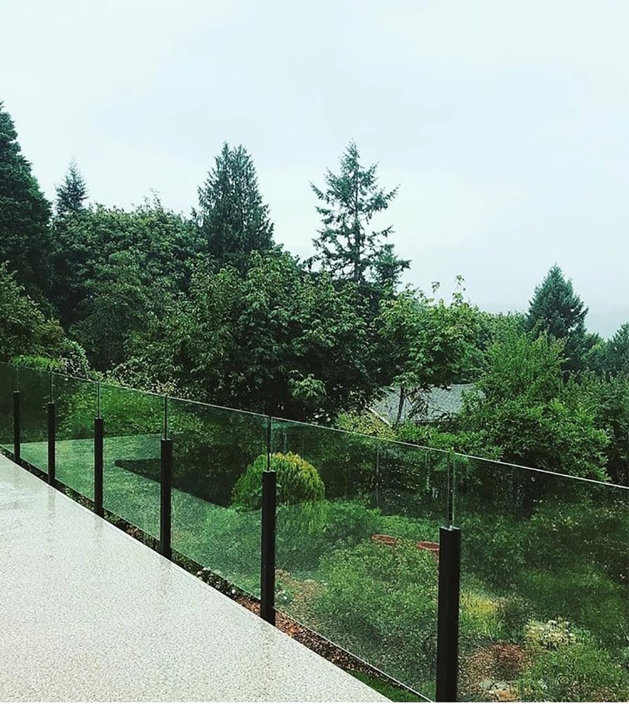 Pali per ringhiere in vetro nero, pannelli di recinzione montati lateralmente per piscine all'aperto, kit completo per ringhiere per scale, ville e balconi, con elegante sistema a balaustra